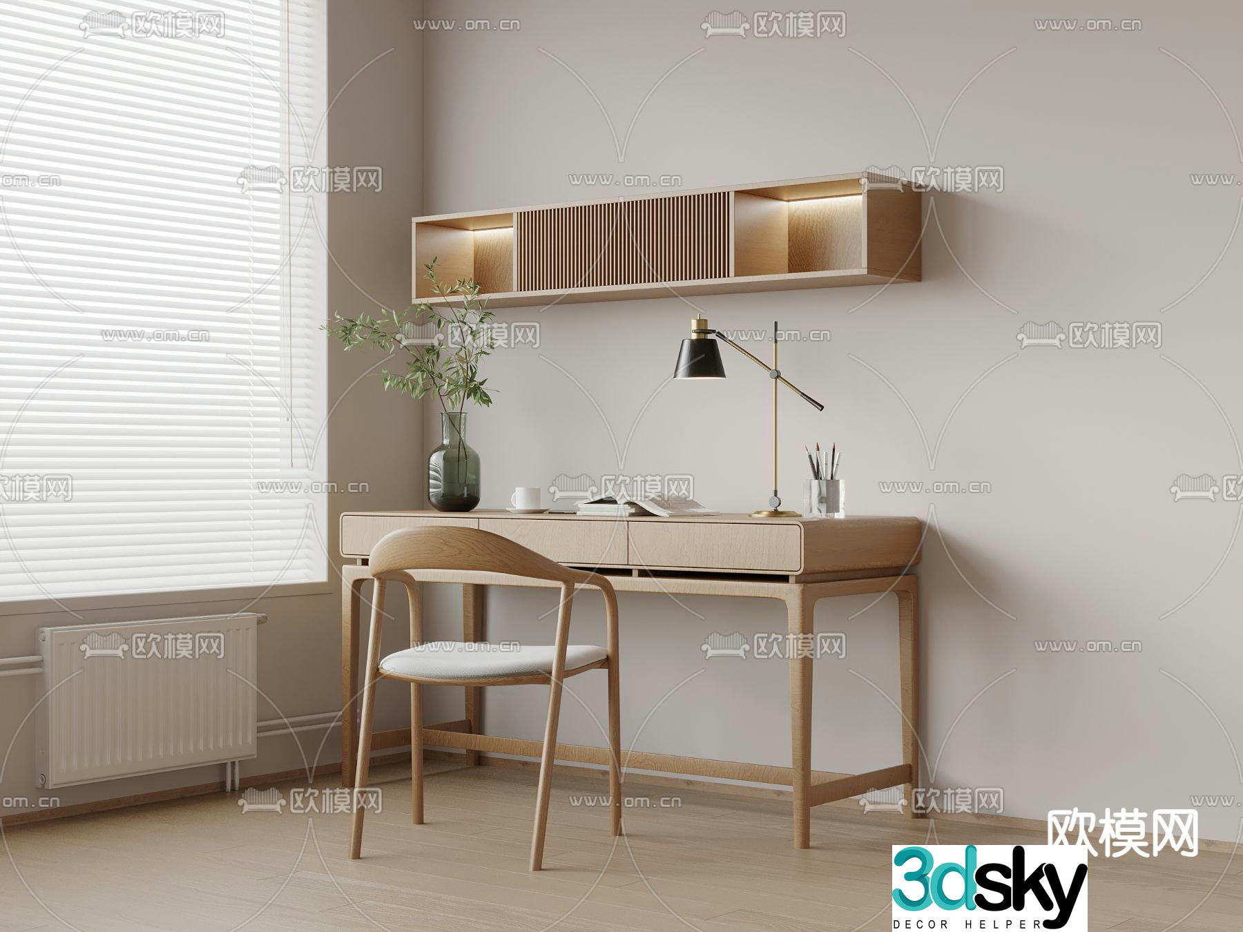 Nordic desk writing desk 3d model