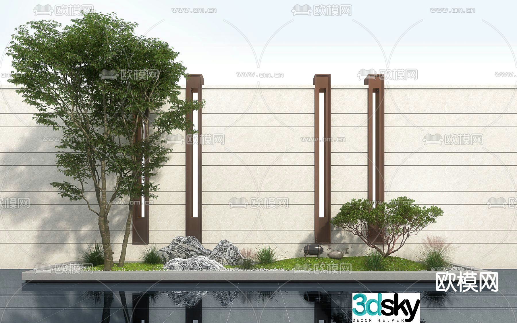 New Chinese style courtyard landscape landscape 3D model