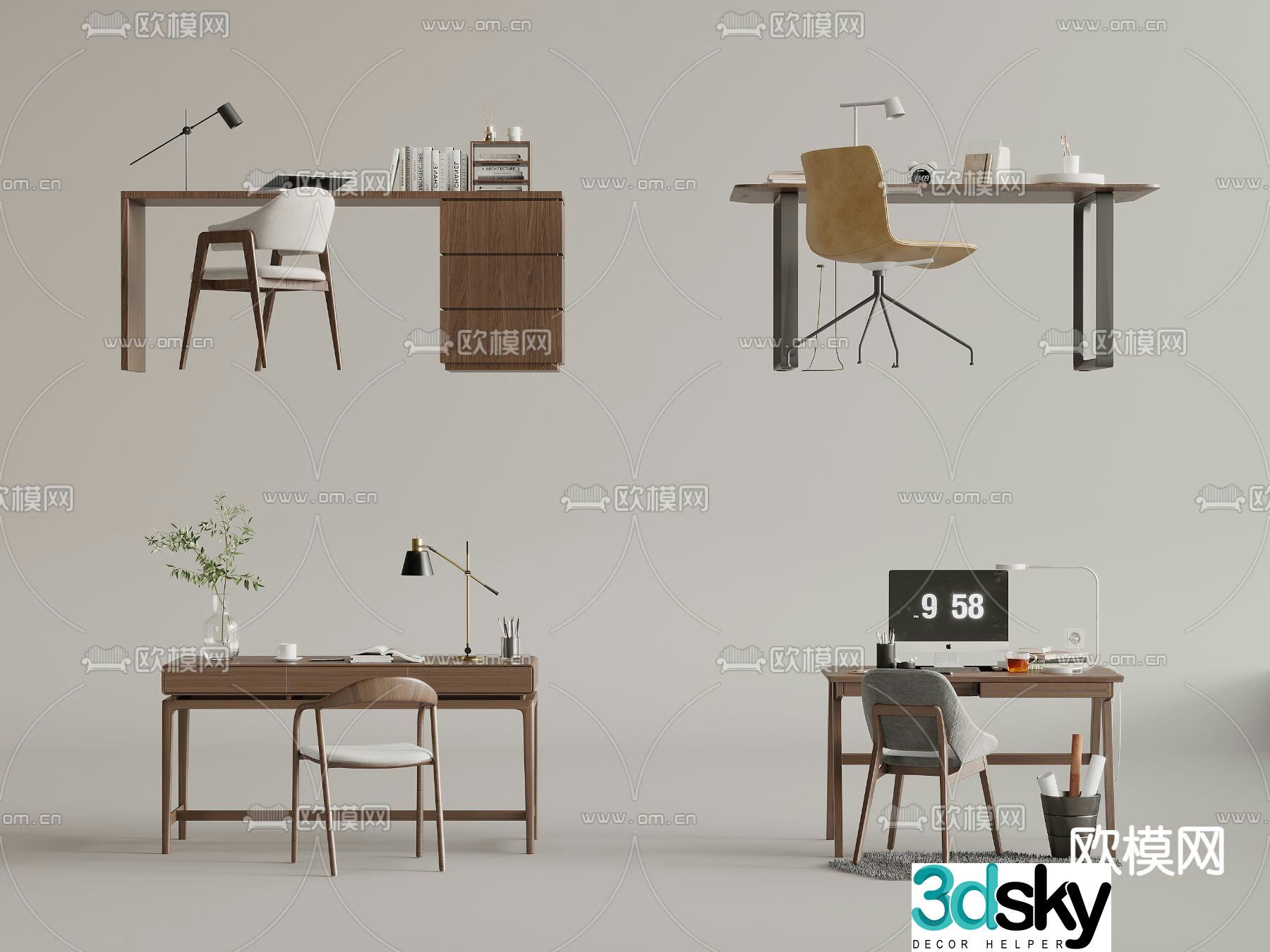Wabi-sabi desk writing desk 3d model