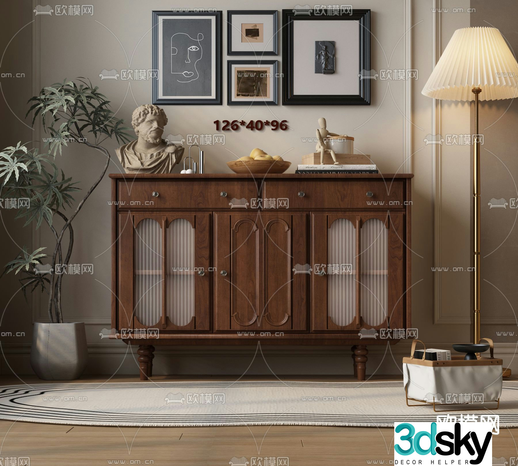 French entrance cabinet side cabinet 3D model
