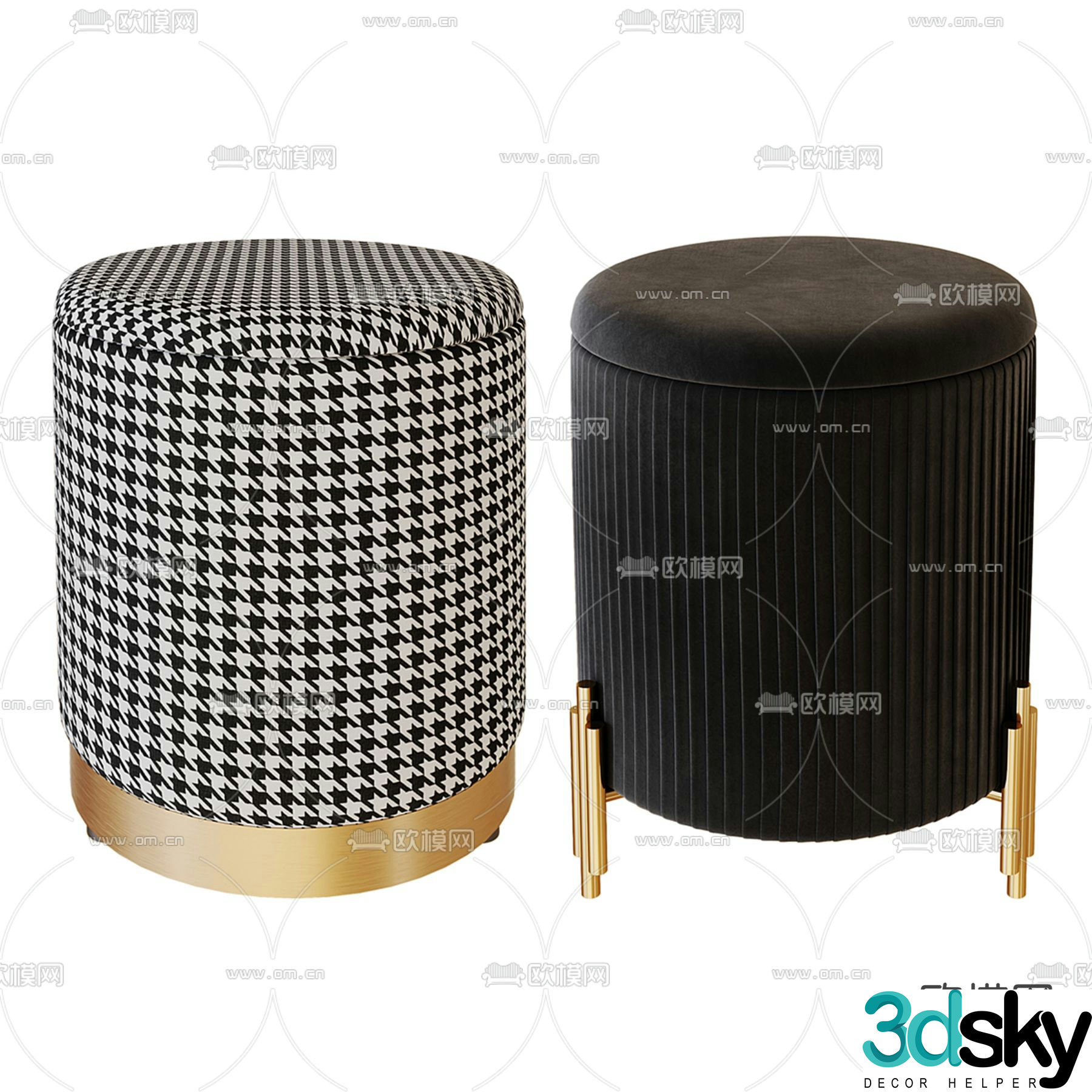 Modern stool round stool sofa stool 3d model