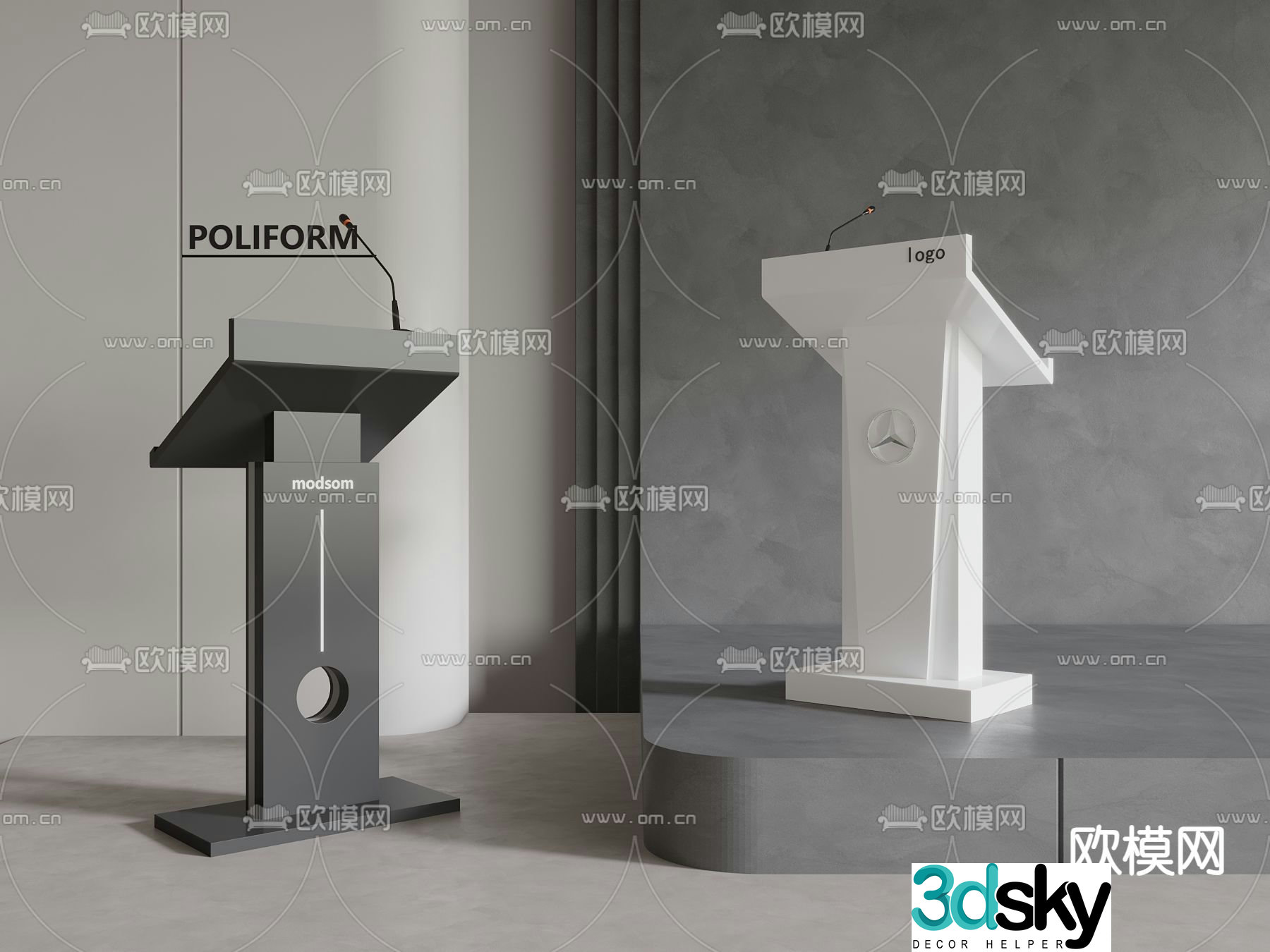 Lecture podium host podium award podium 3D model