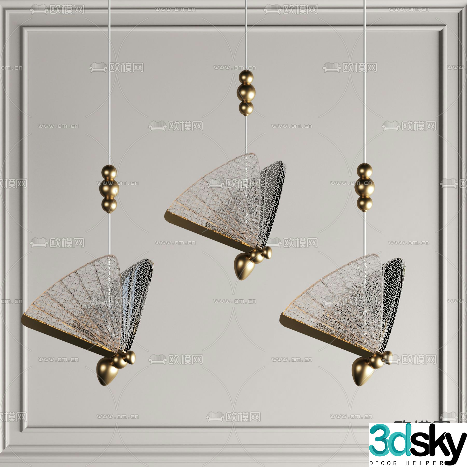 Light luxury chandeliers butterfly chandeliers 3d model