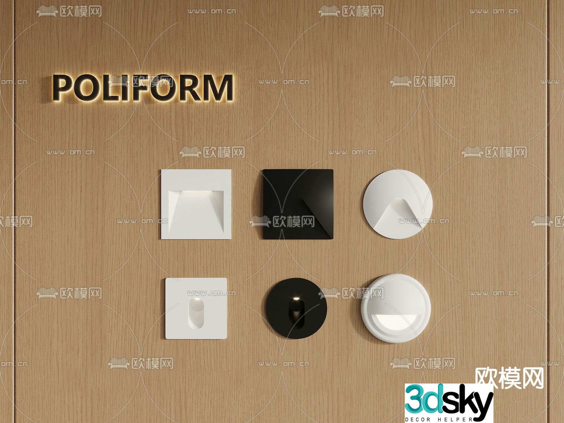 Simple wall light sensor light wall light night light 3d model