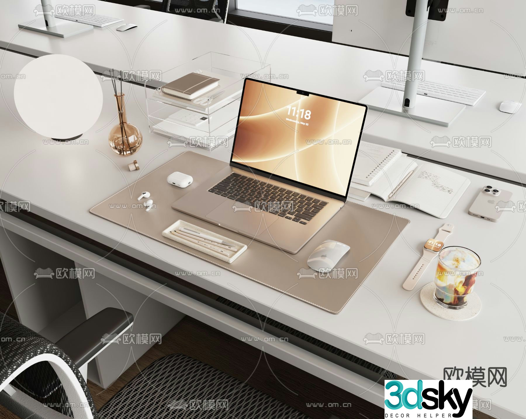 Office accessories computer 3d model