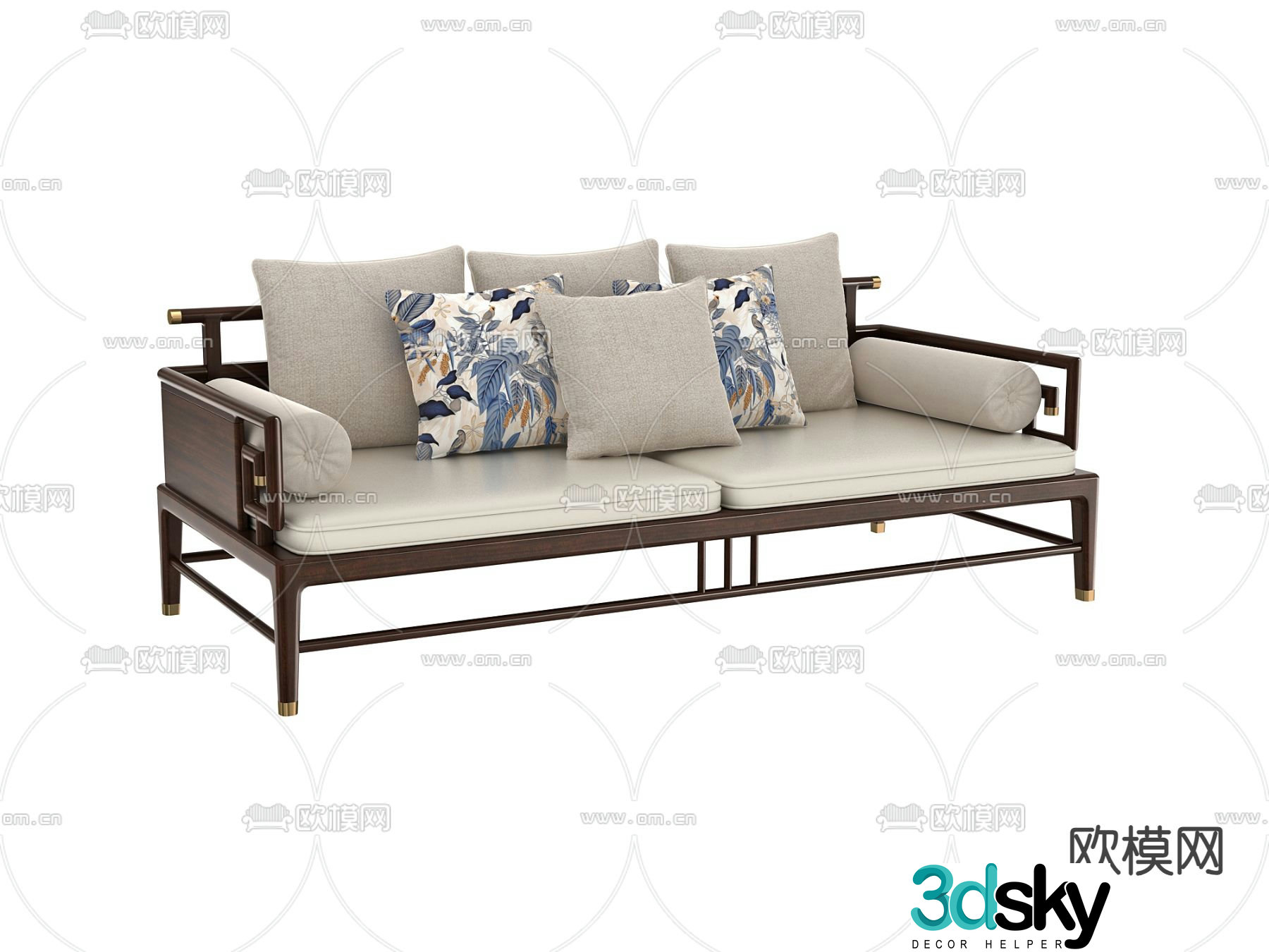 New Chinese style sofa double sofa 3d model