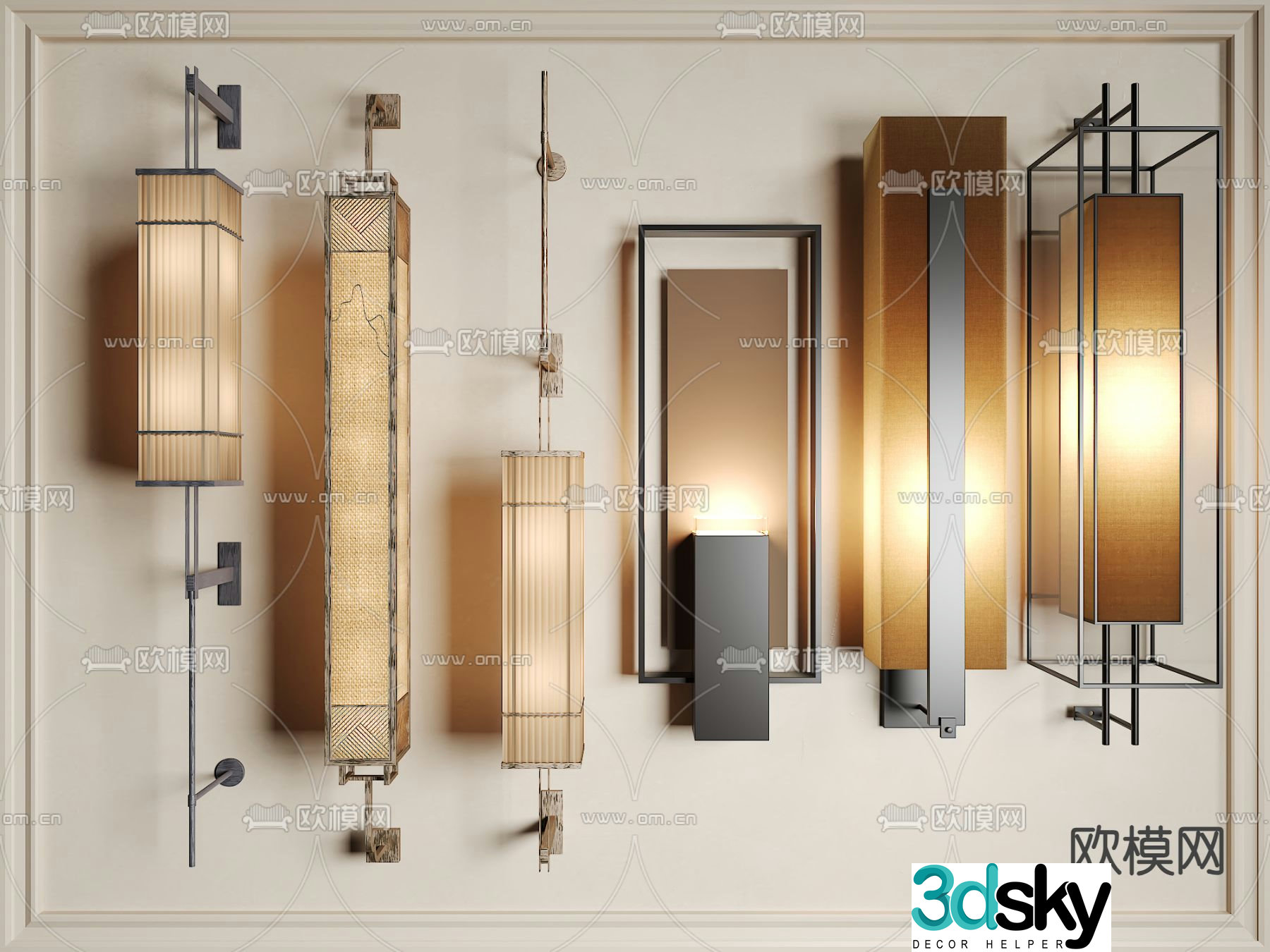 New Chinese wall light 3D model