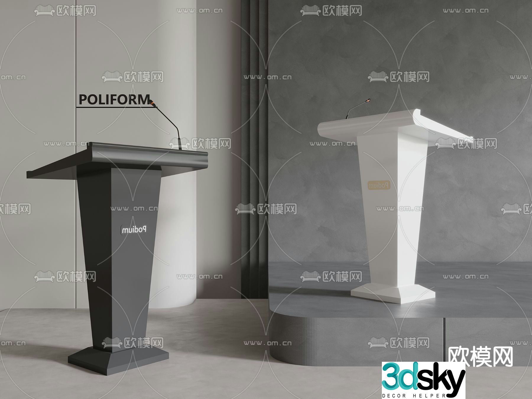 Lecture podium host podium award podium 3D model
