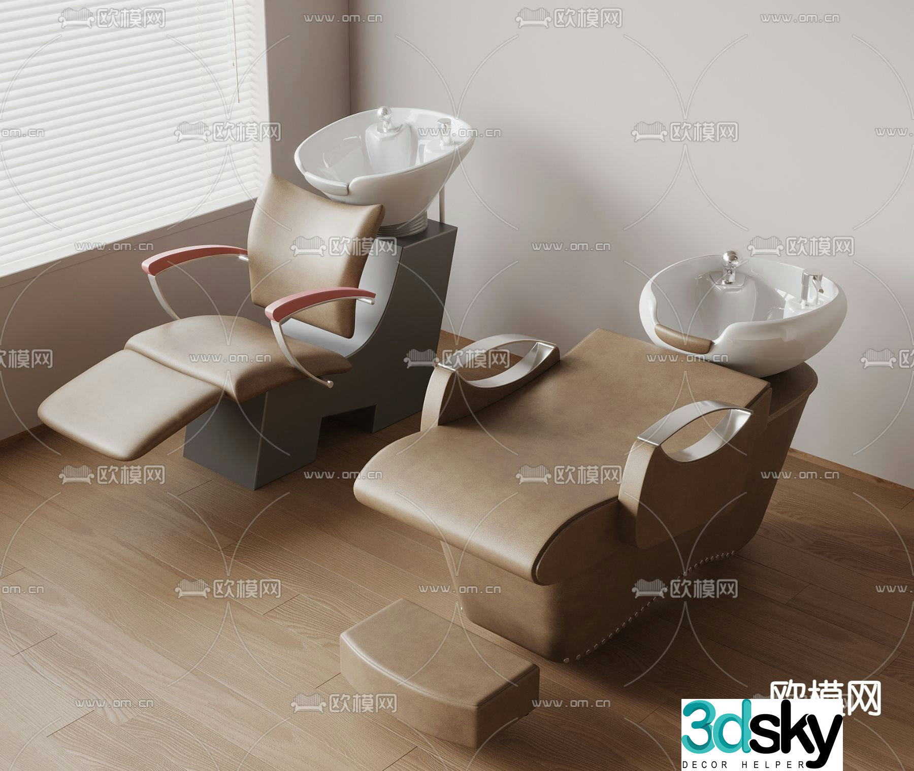Modern shampoo chair massage chair 3d model