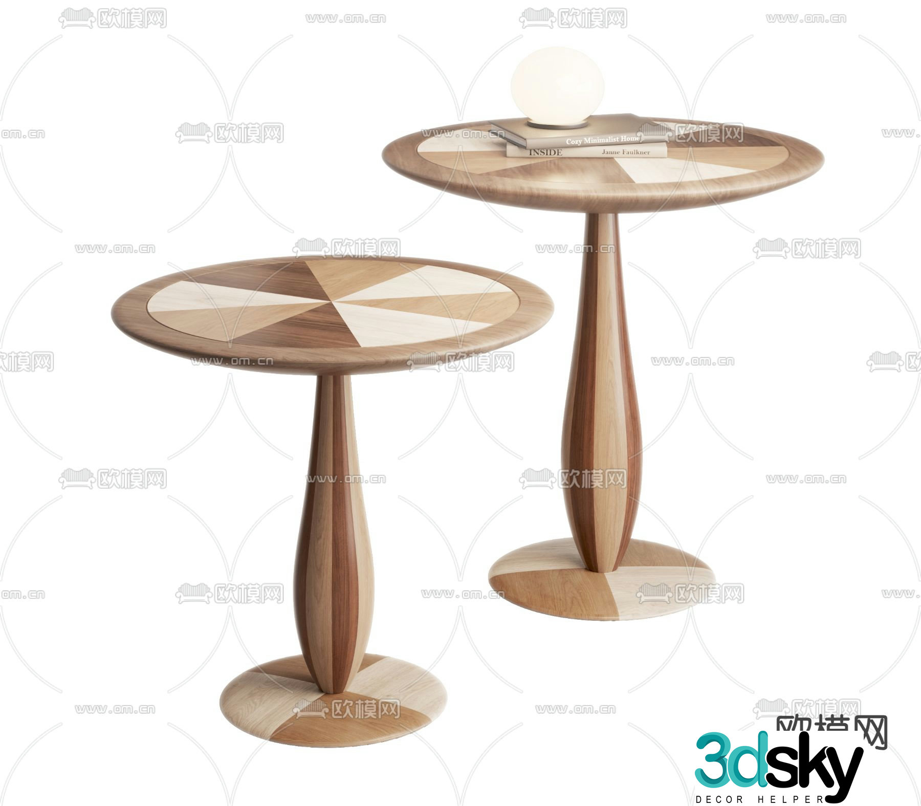 Medieval style side table corner table round table 3D model