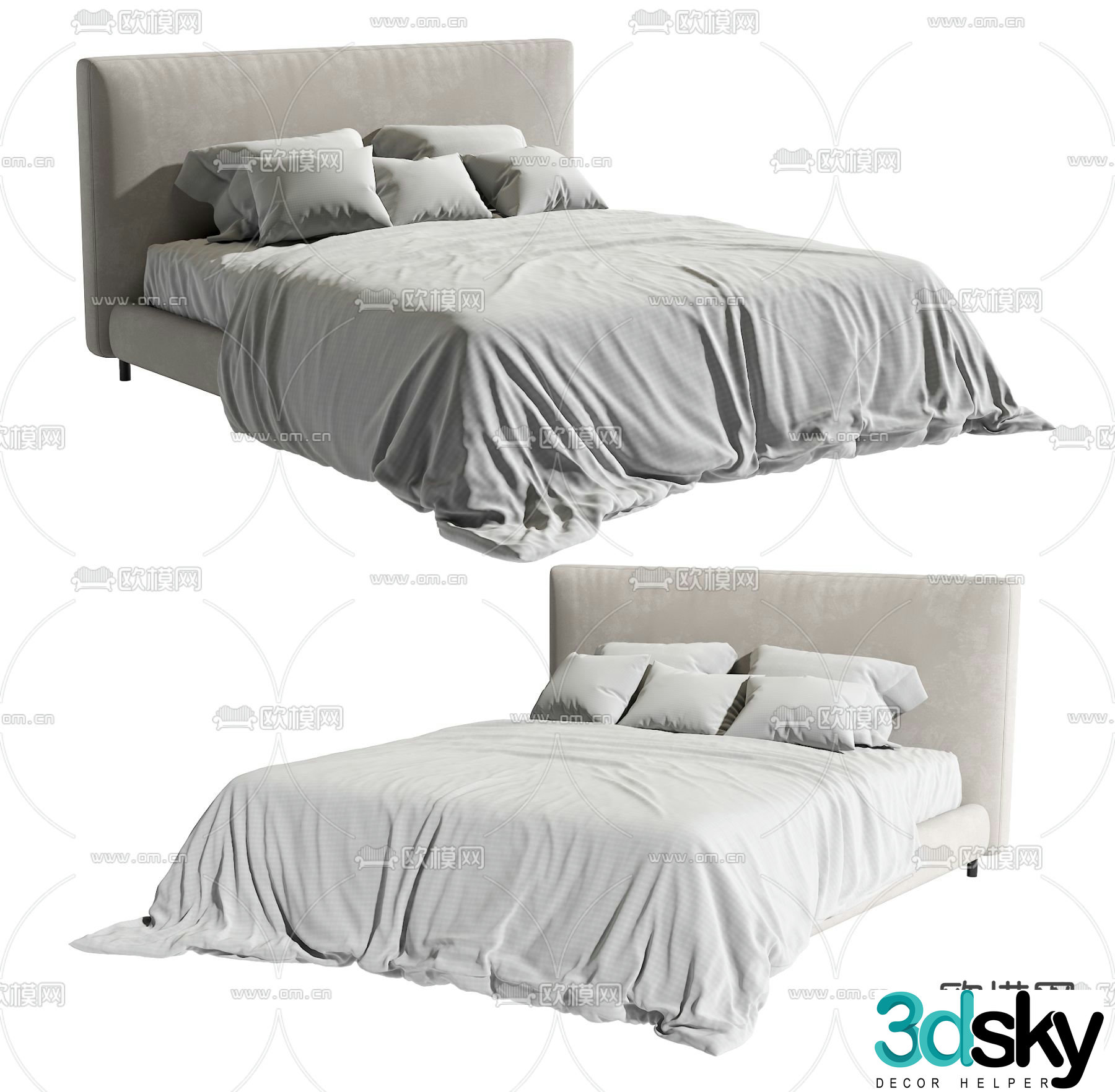 Modern double bed 3d model