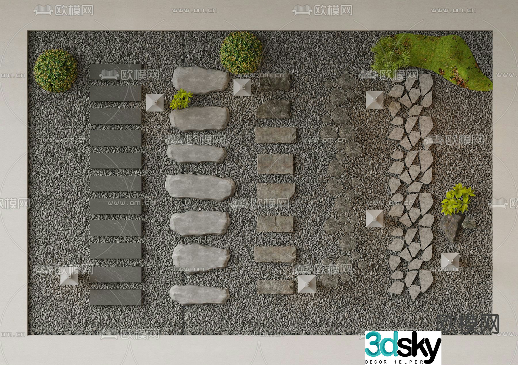 Modern landscape paving garden paving 3D model