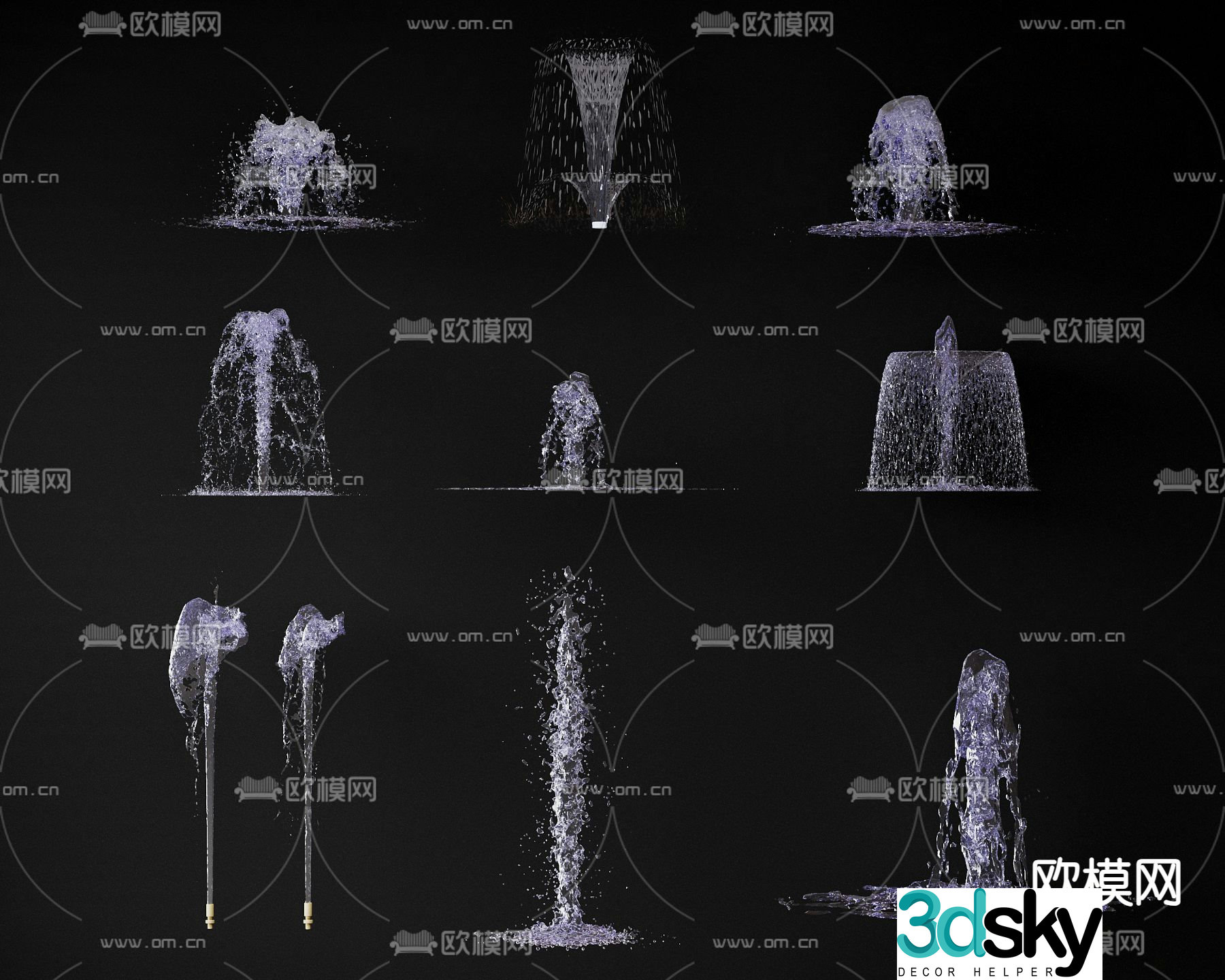 fountain flowing water falling water 3d model