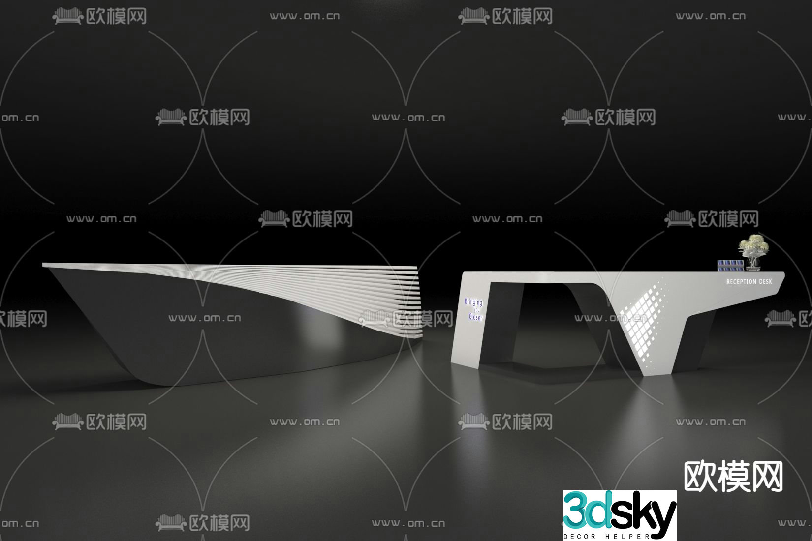 Modern front desk reception desk service desk 3d model