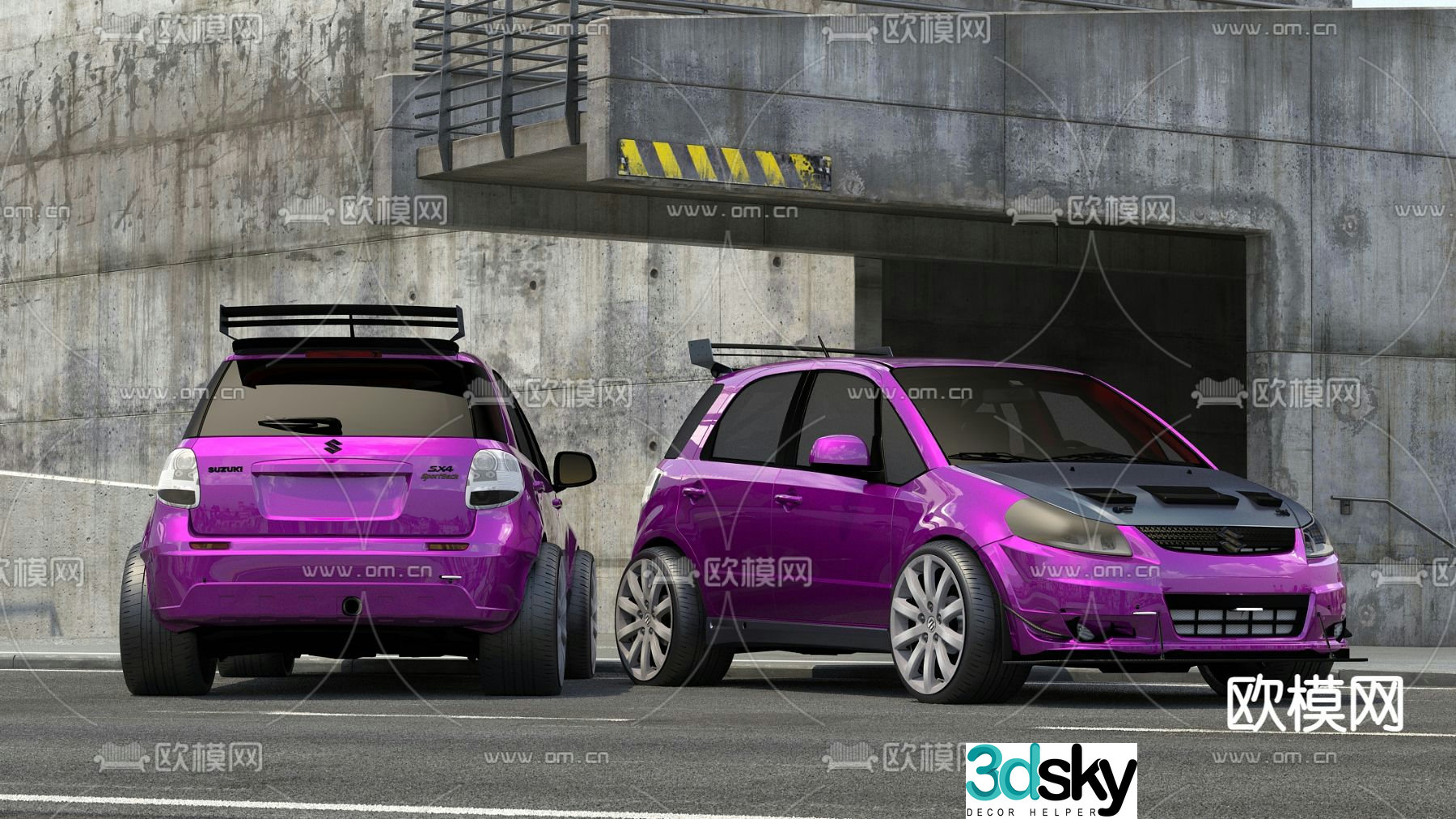 Purple car concept car 3d model