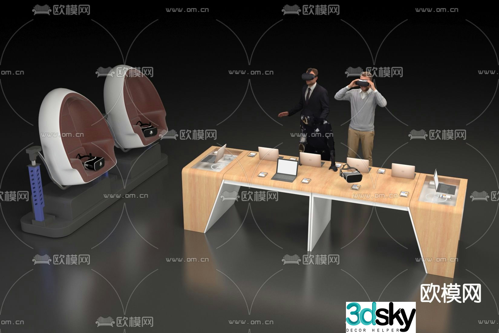 VR glasses booth digital island stand 3D model
