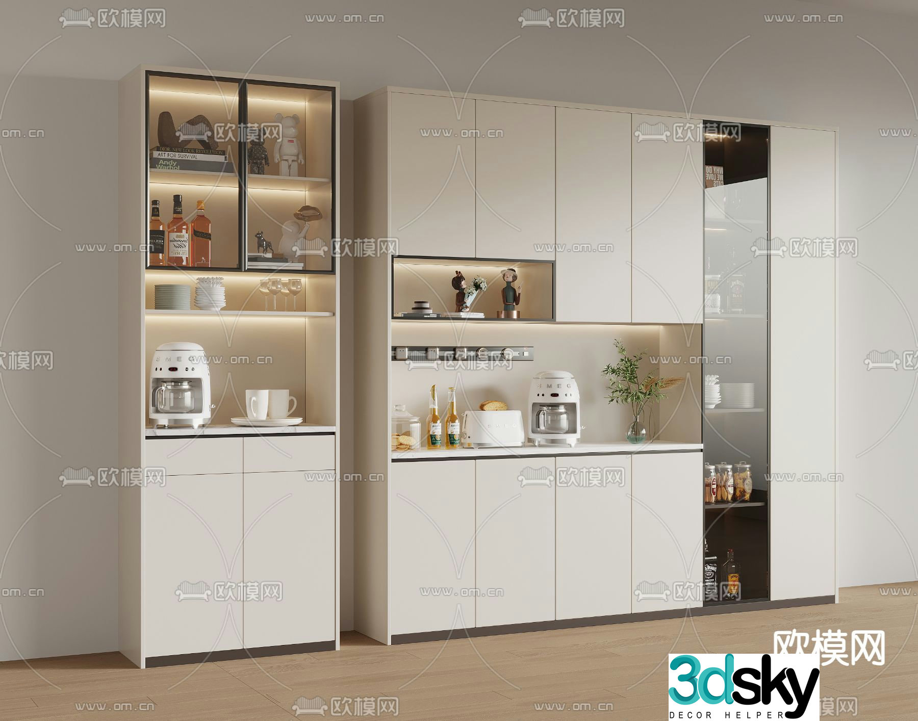 Cream style sideboard 3d model