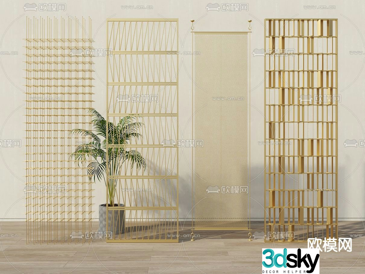 Wooden screen Decorative screen 3d model