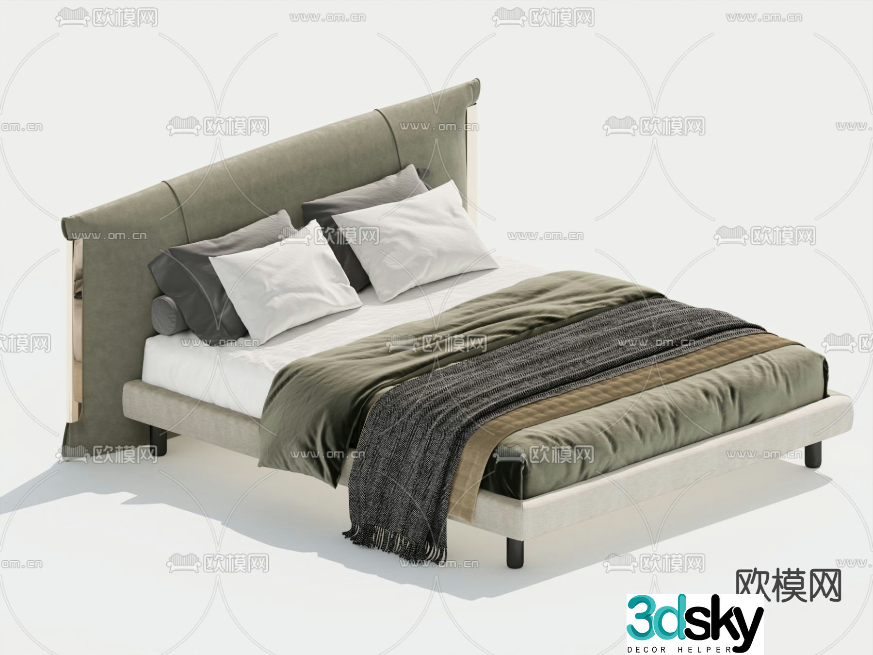 Modern double bed 3d model