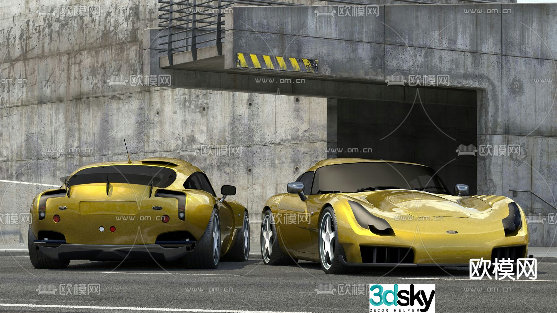 yellow car sports car 3d model