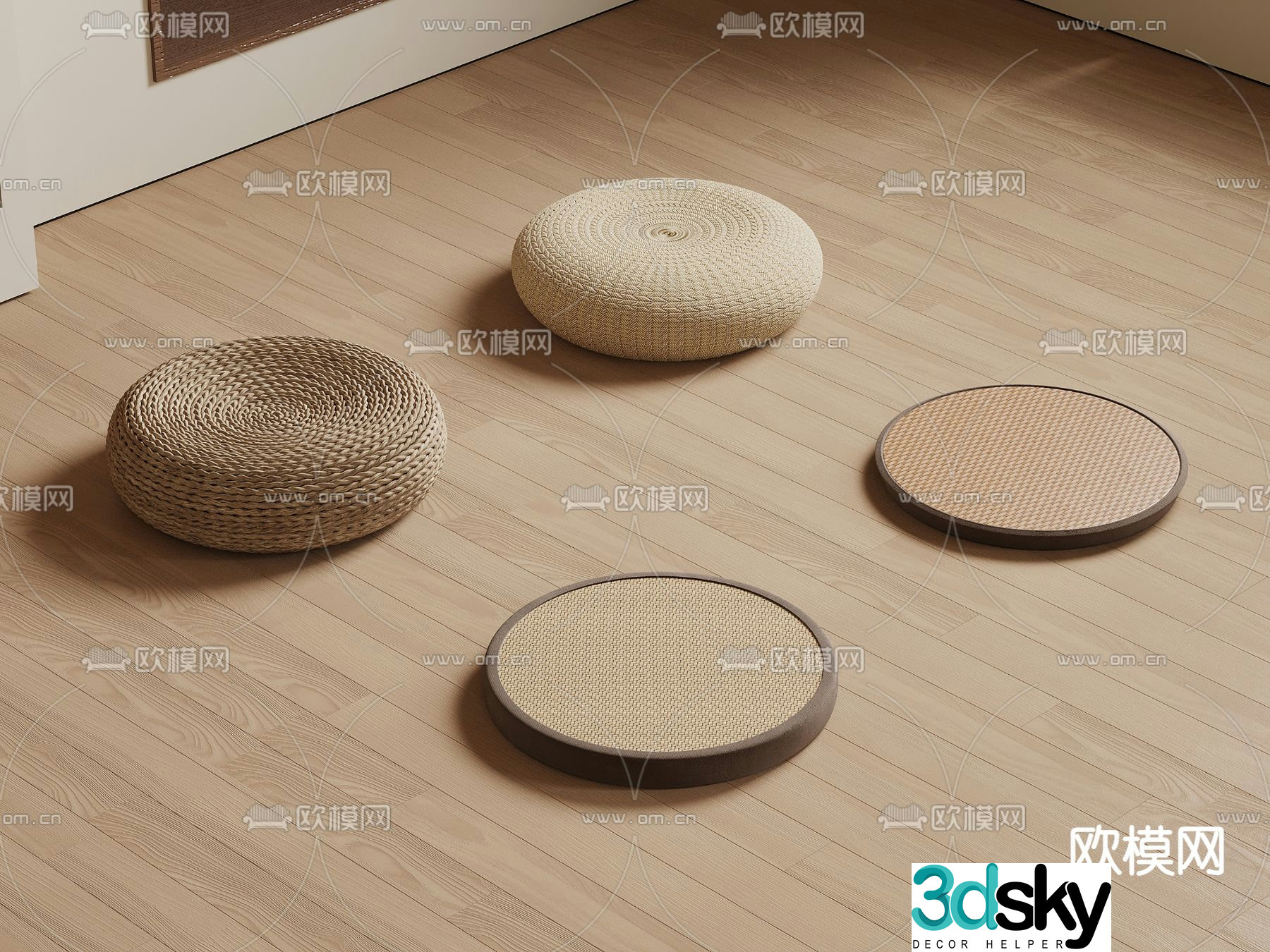 New Chinese futon cushion 3d model