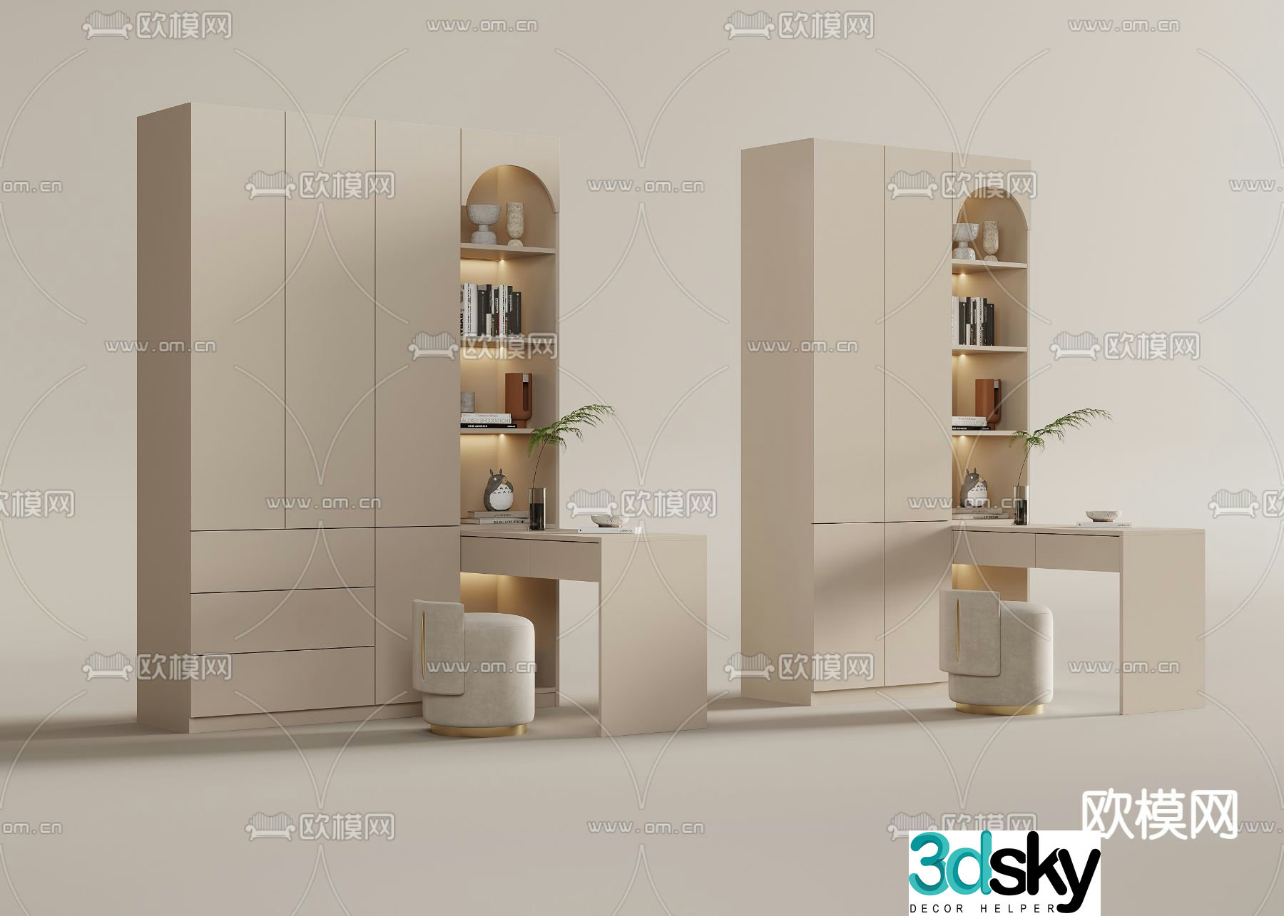 Modern simple wardrobe desk 3d model