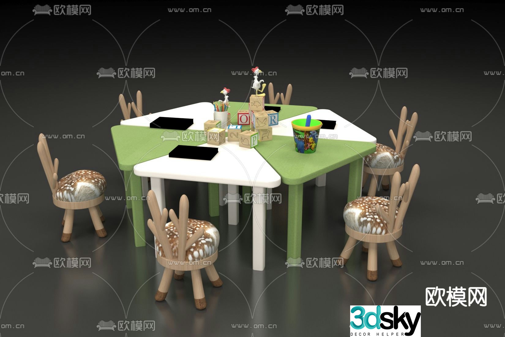 Children’s tables and chairs game tables and chairs 3d model