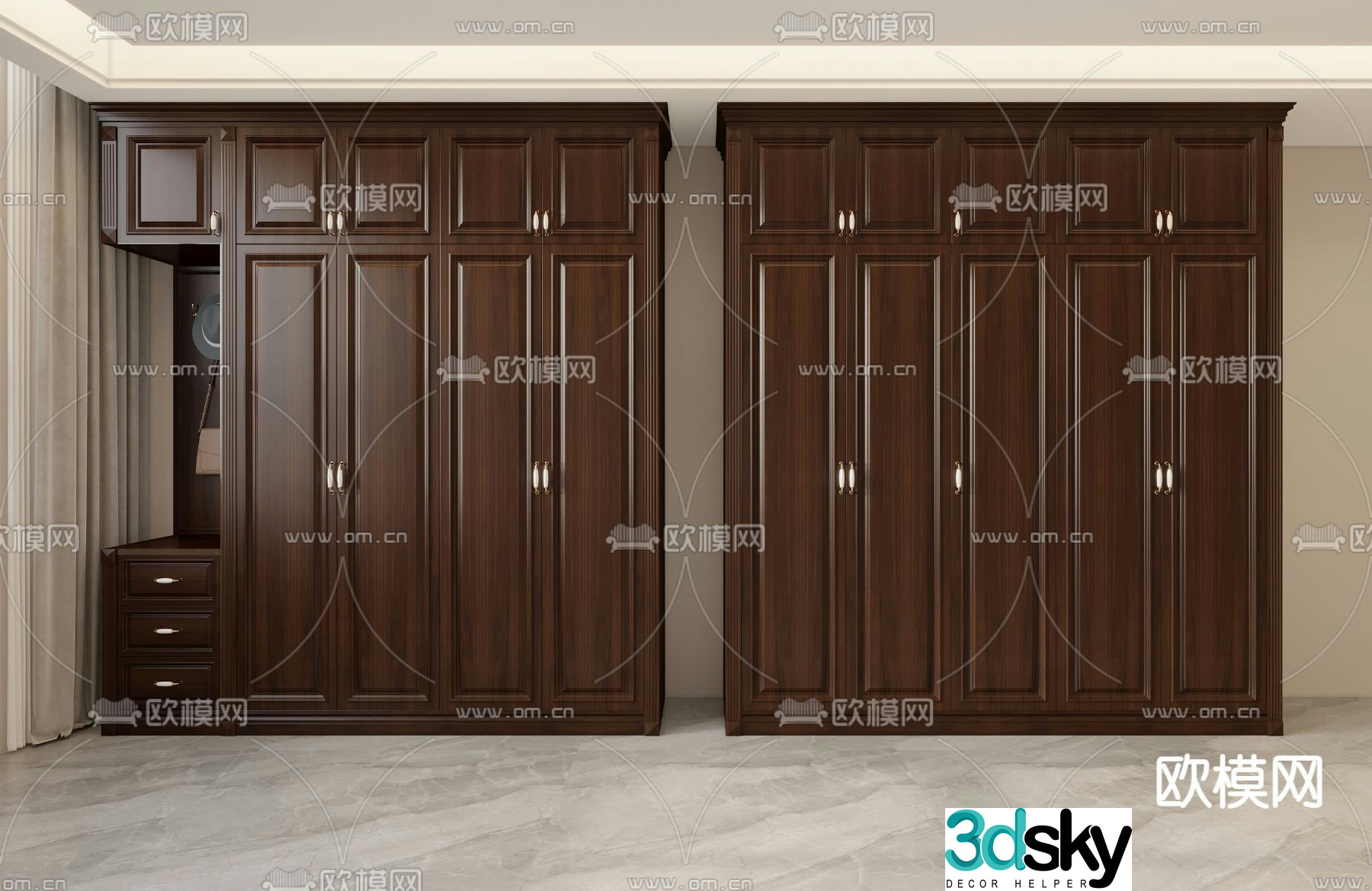 New Chinese style wardrobe wardrobe 3d model