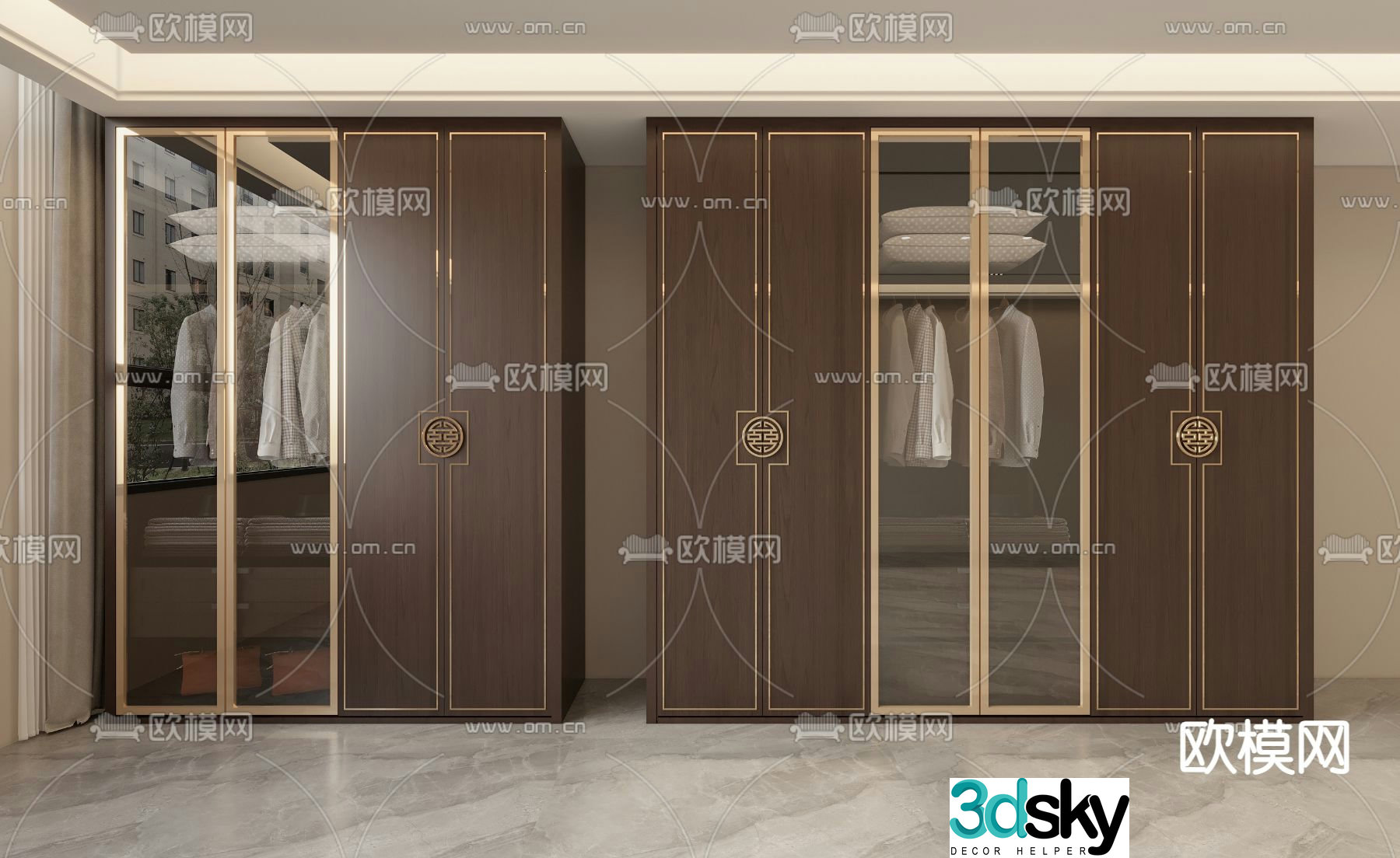 New Chinese style wardrobe wardrobe 3d model