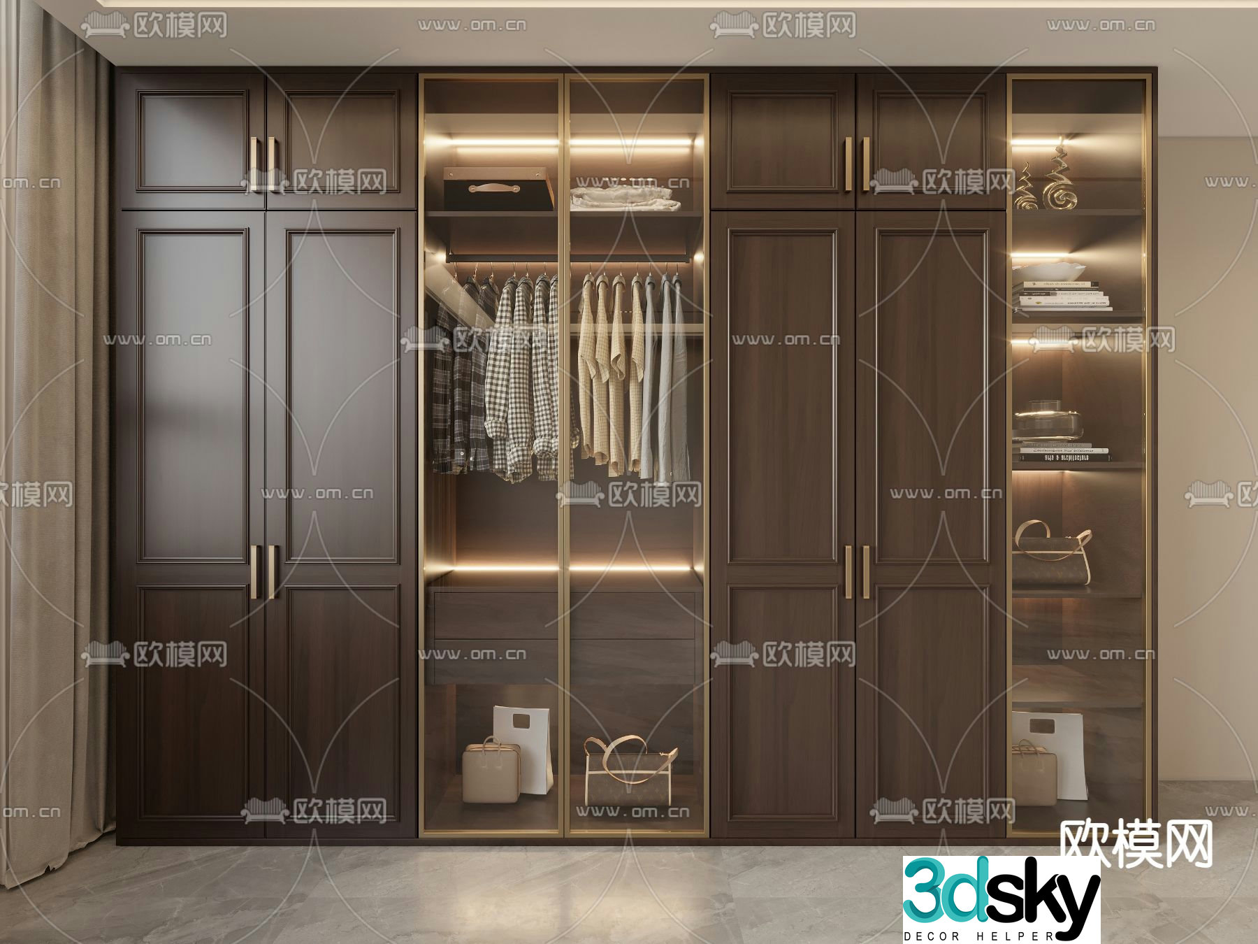New Chinese style wardrobe wardrobe 3d model