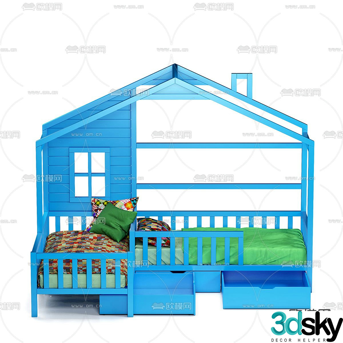 Modern children’s bed crib 3d model