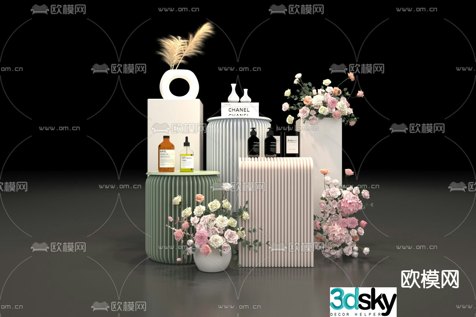 Beauty booth flow table island table 3D model