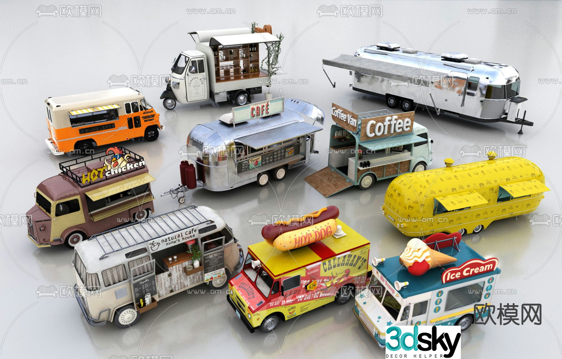Retail Food Truck Internet Celebrity Food Truck 3D Model
