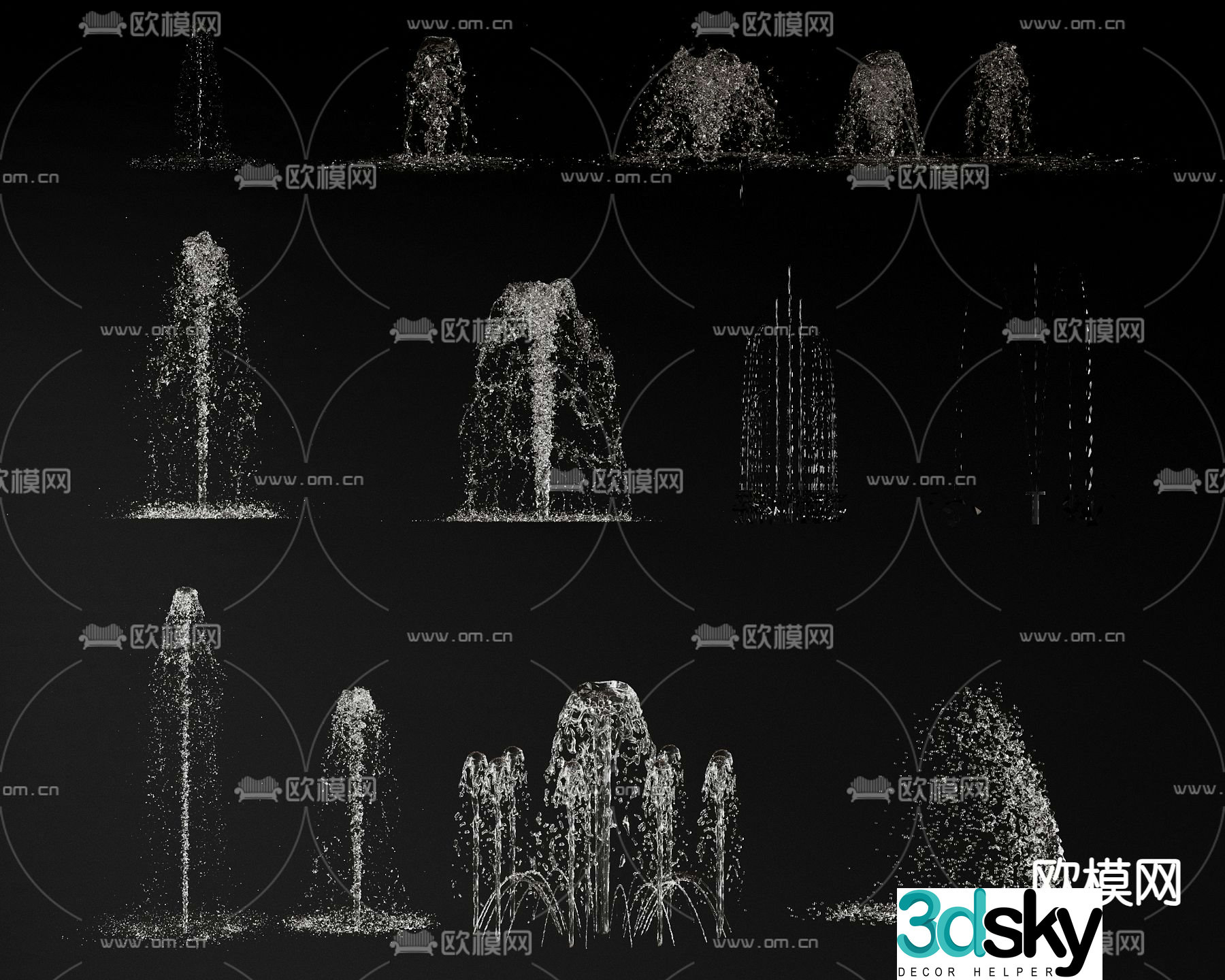 fountain flowing water falling water 3d model