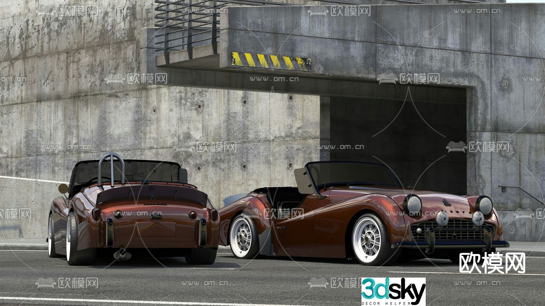 retro car sports car 3d model