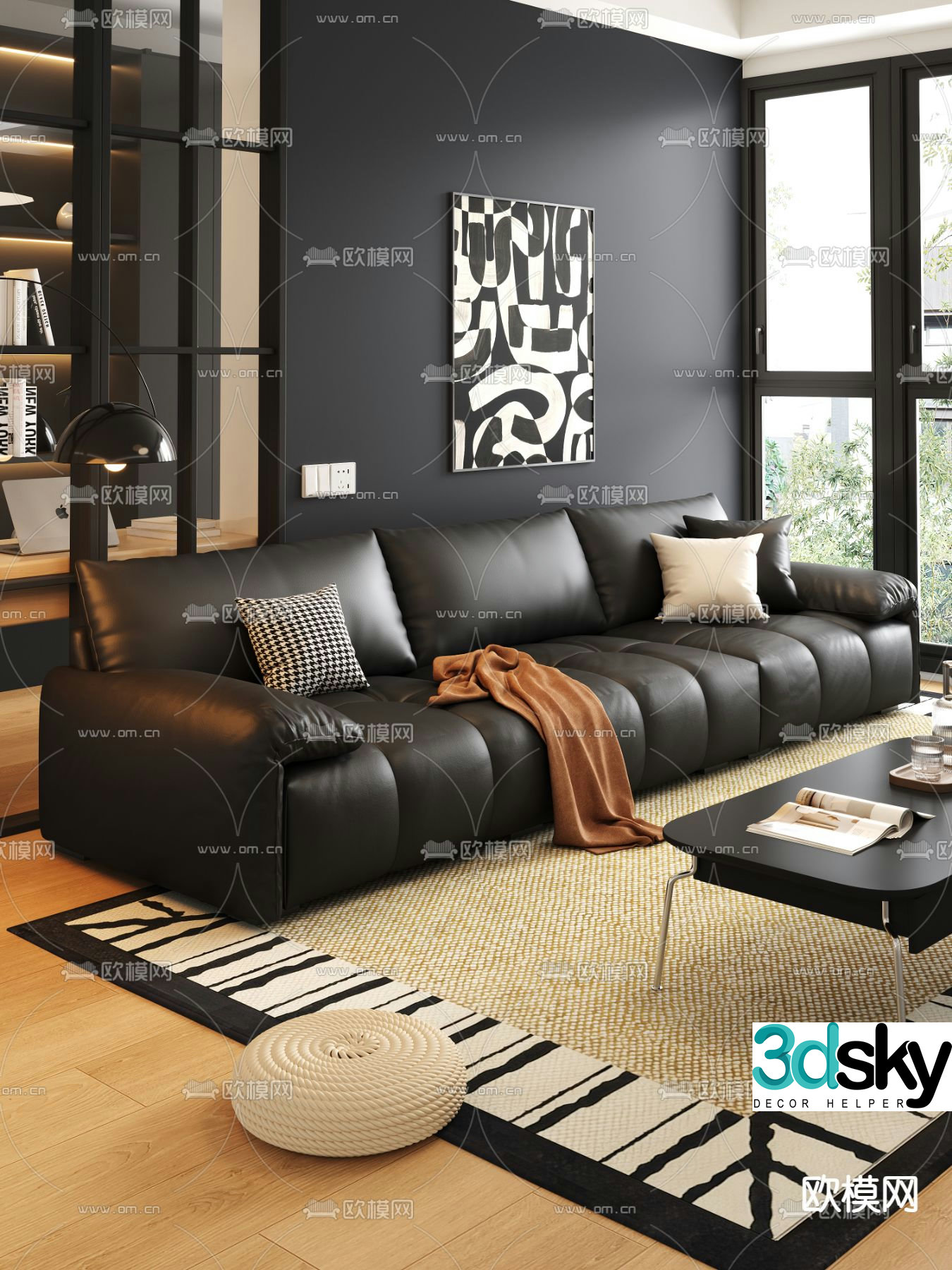 Medieval style sofa three person sofa 3d model
