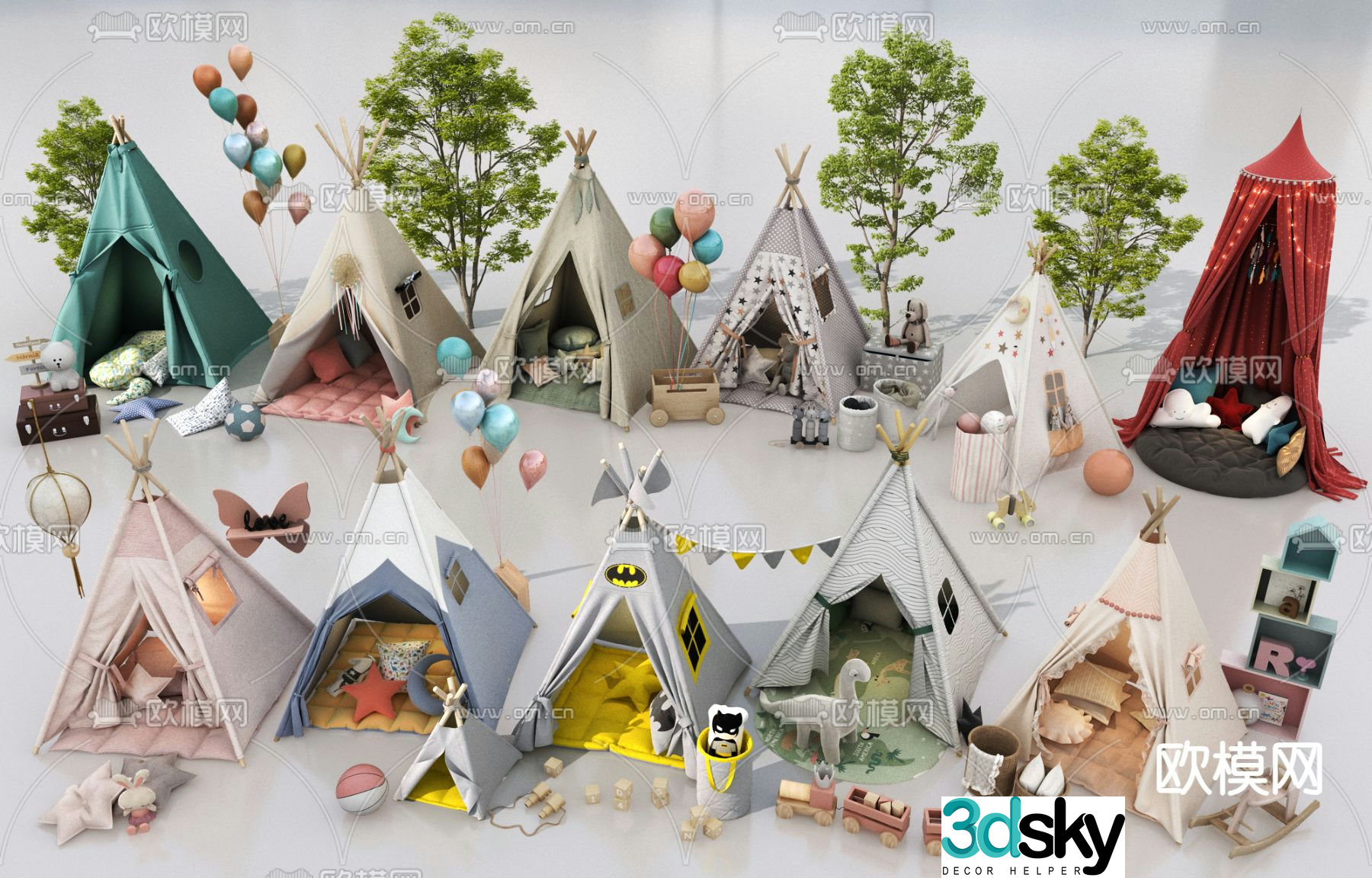 Modern camping tent 3d model