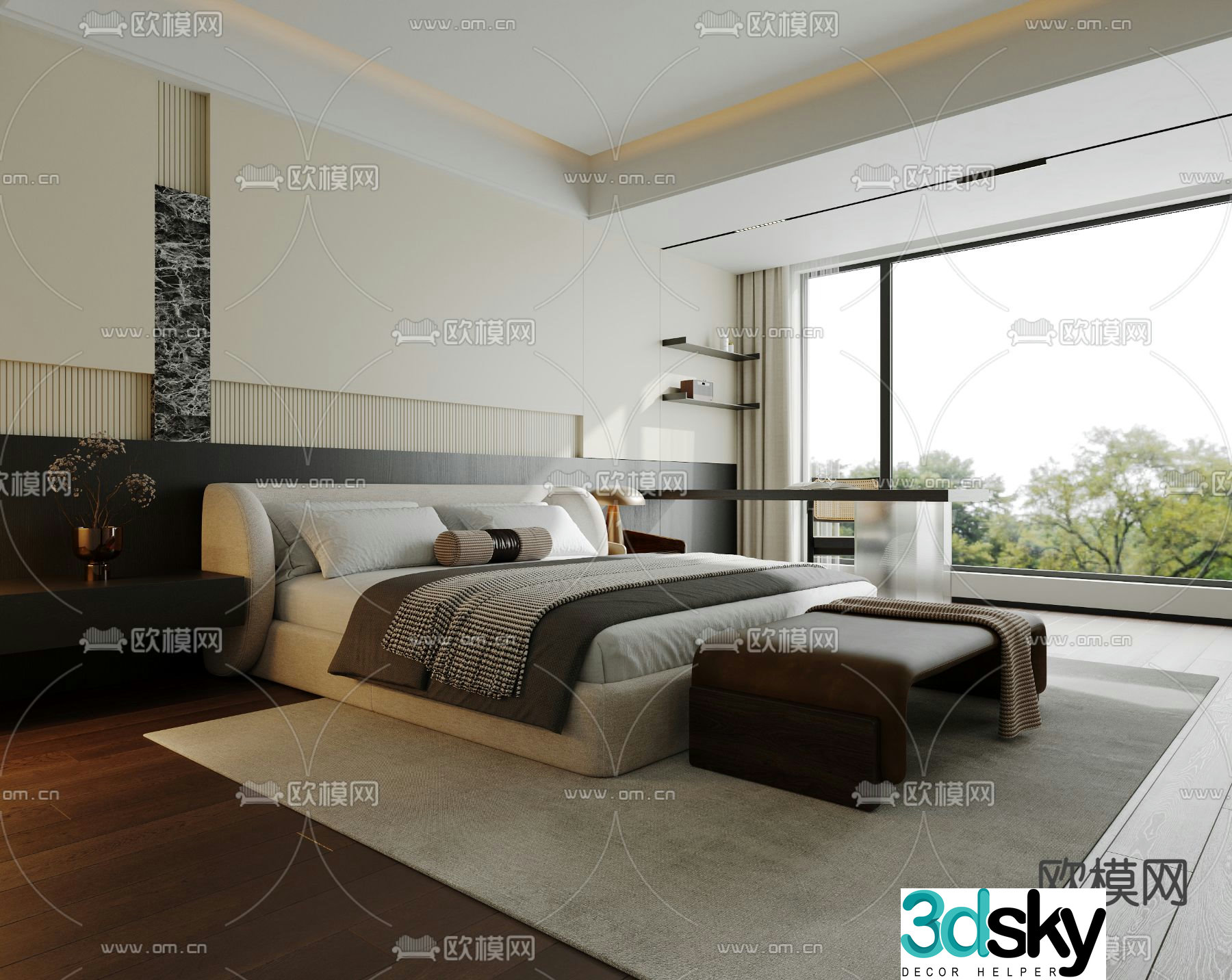 Minimalist bedroom master bedroom 3d model