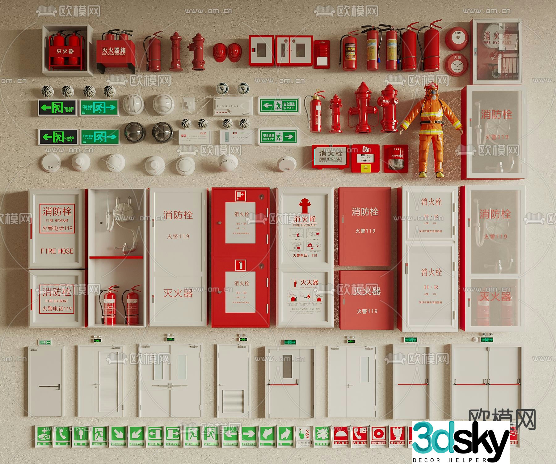 fire equipment fire equipment fire hydrant fire extinguisher 3d model
