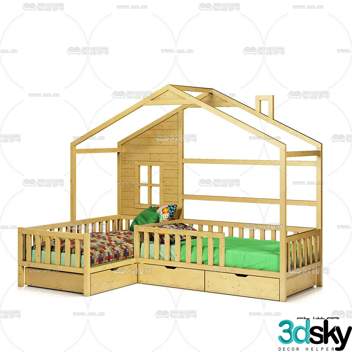 Modern children’s bed crib 3d model