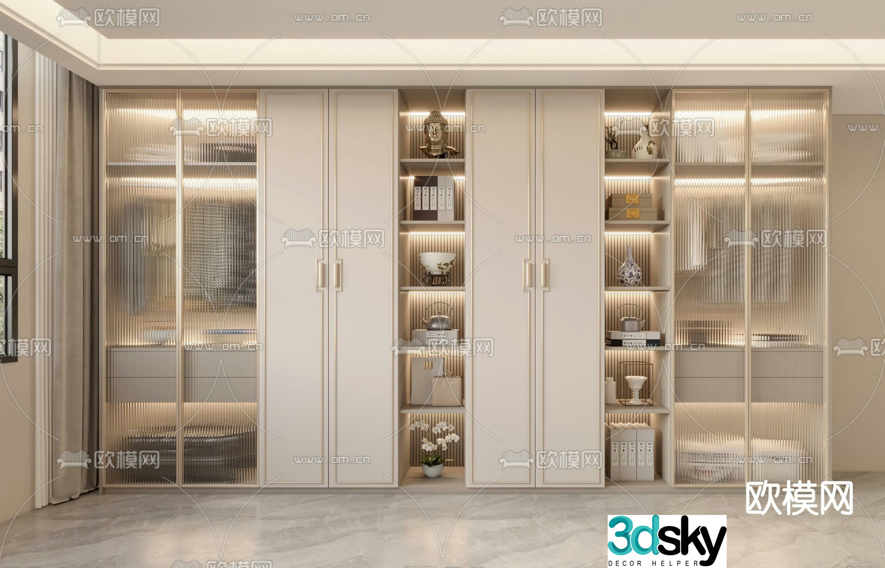 New Chinese style wardrobe wardrobe 3d model
