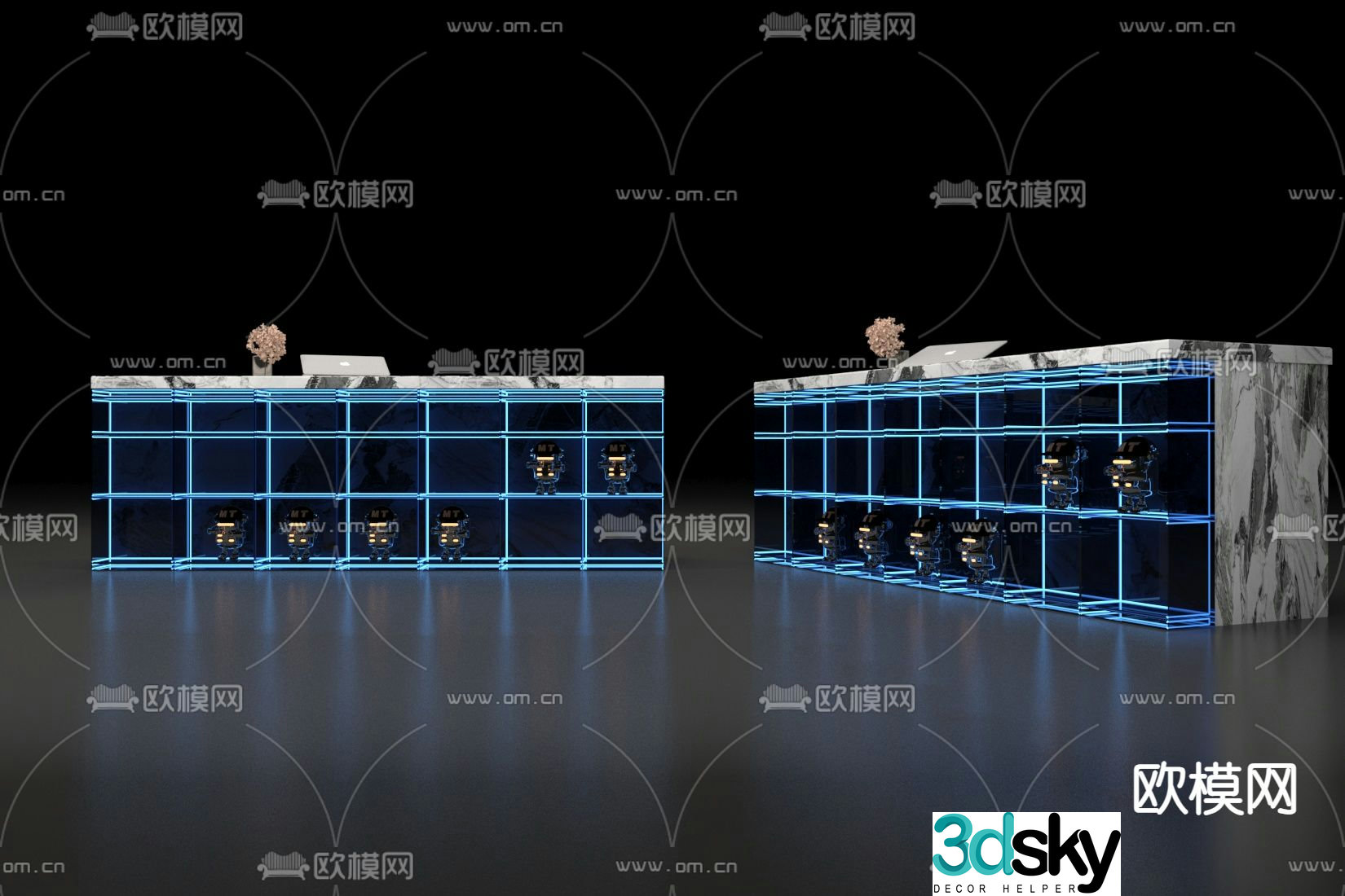 Modern front desk reception desk service desk 3d model