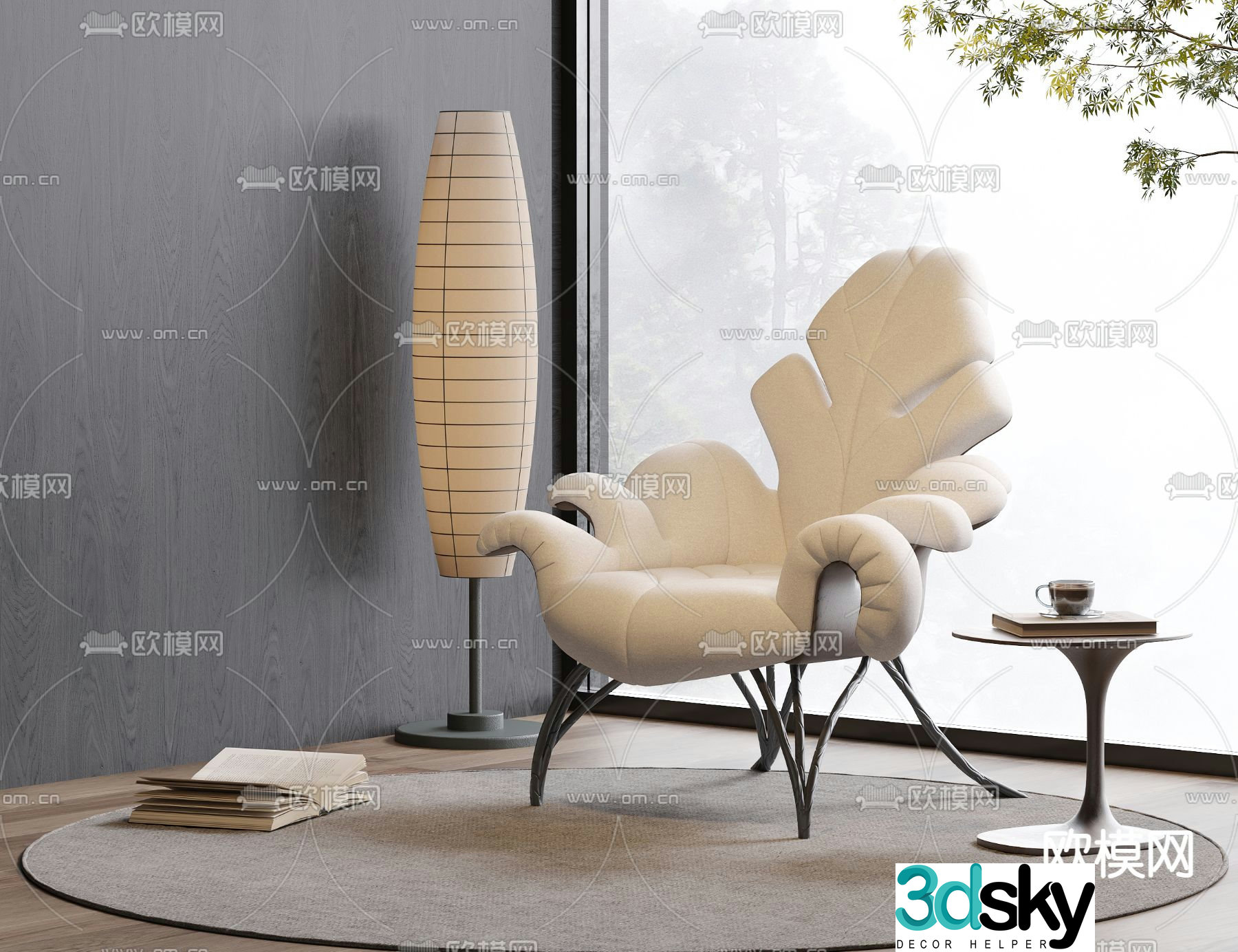 Medieval style chair leisure chair 3d model