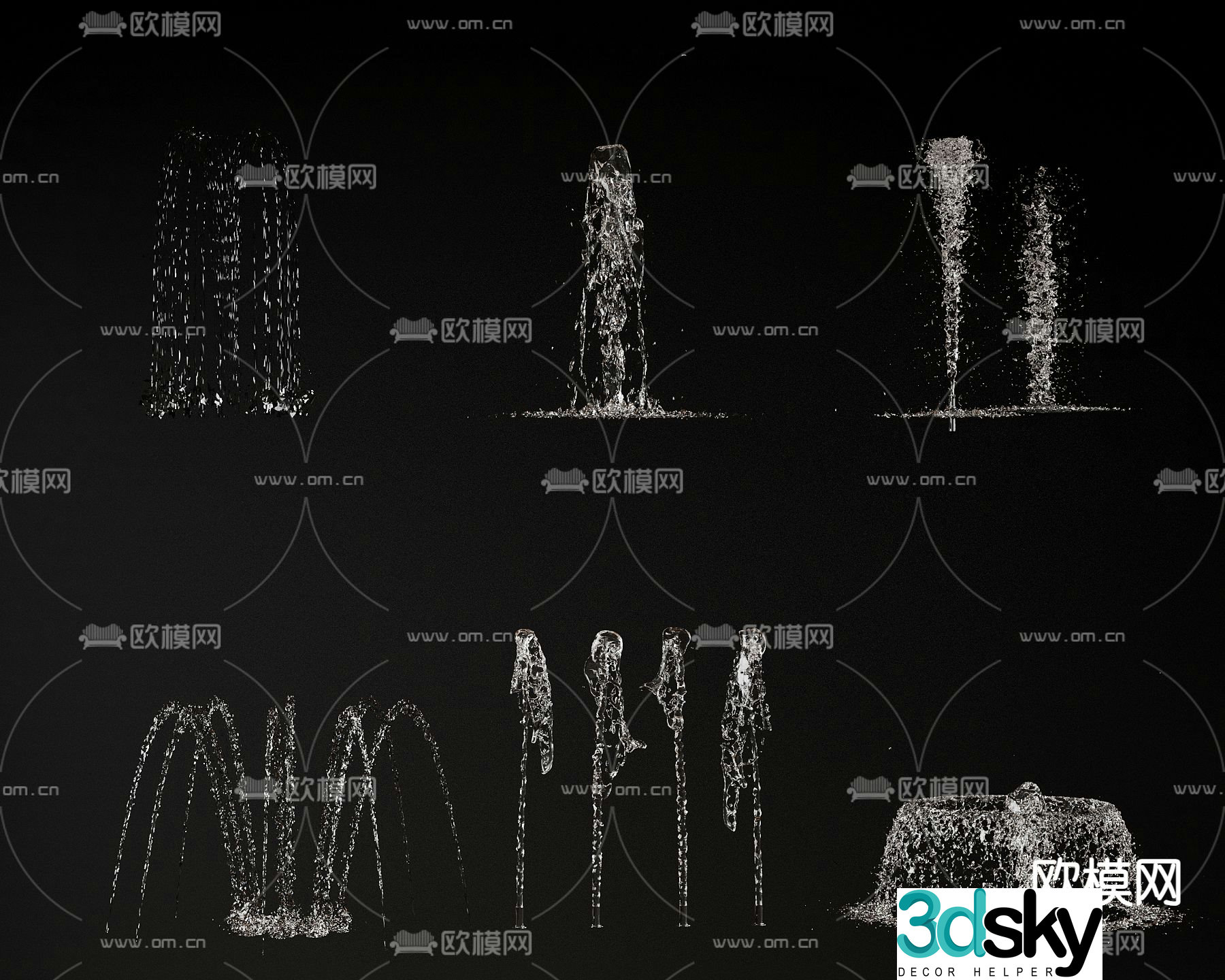 fountain flowing water falling water 3d model