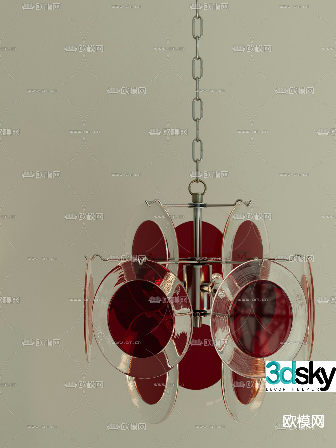 Middle-aged chandelier Glass chandelier 3d model