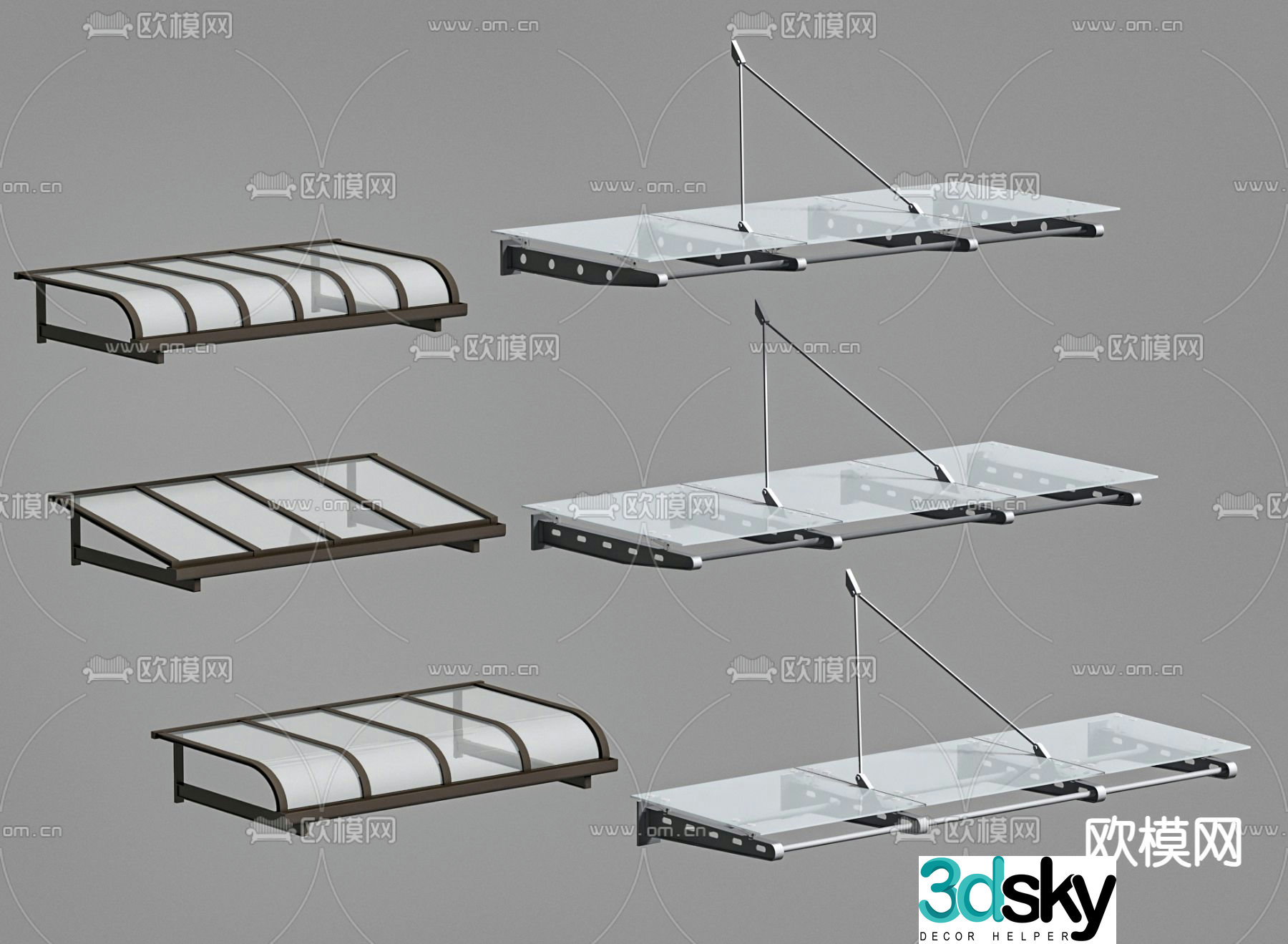 Modern steel structure awning, aluminum alloy awning, awning 3D model