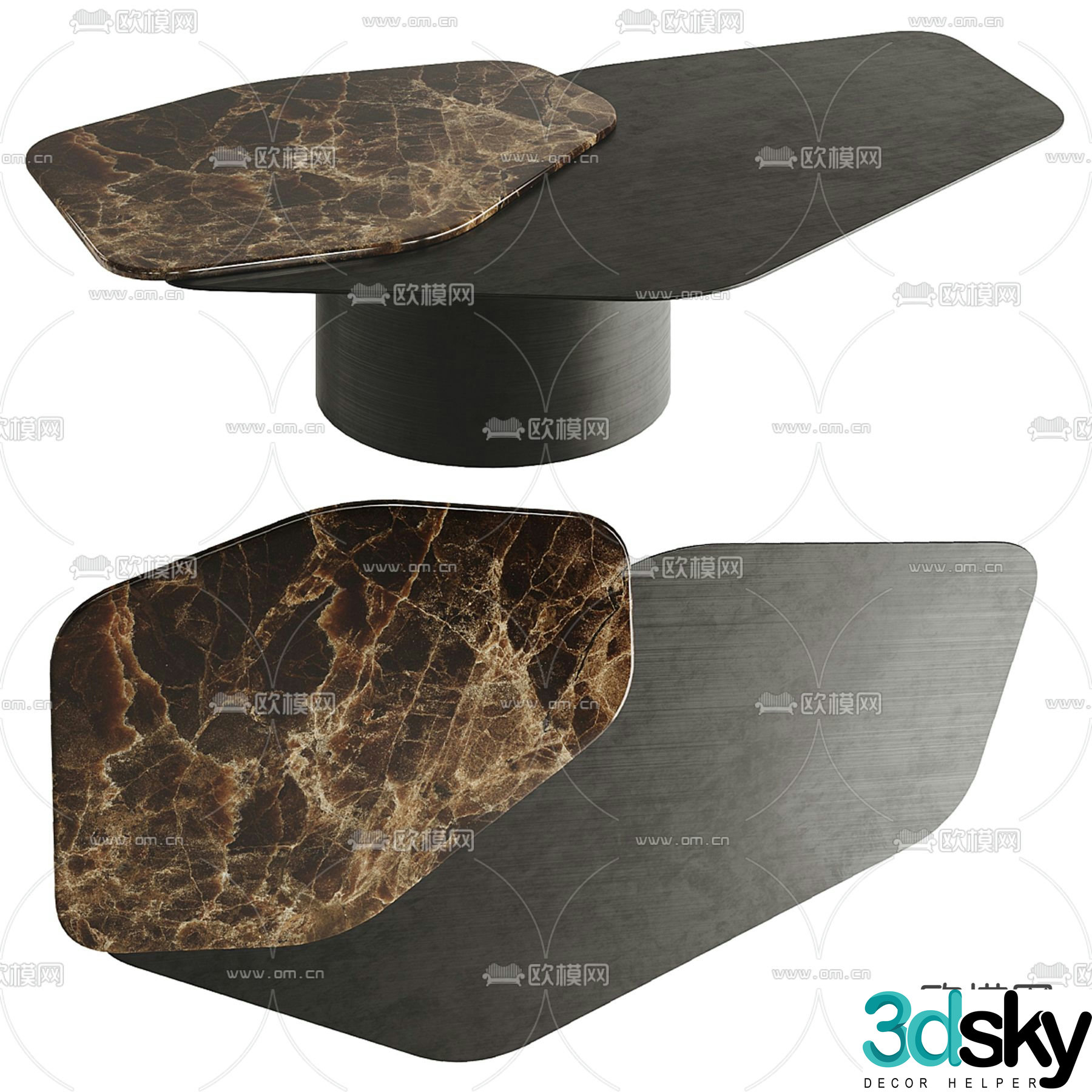 Rugiano special-shaped coffee table solid wood coffee table 3D model