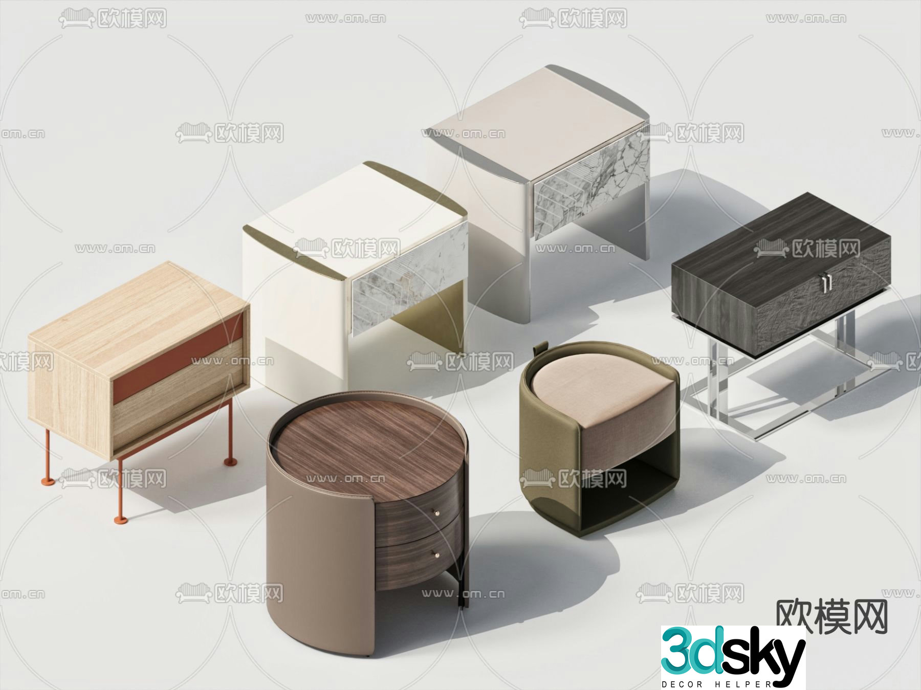 Modern bedside table 3d model
