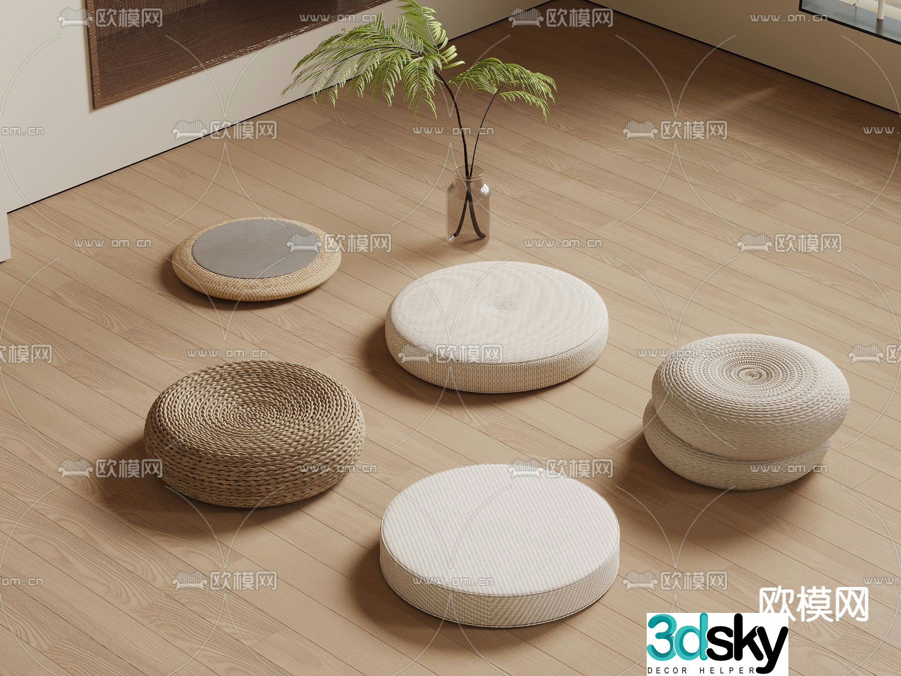 New Chinese futon cushion 3d model