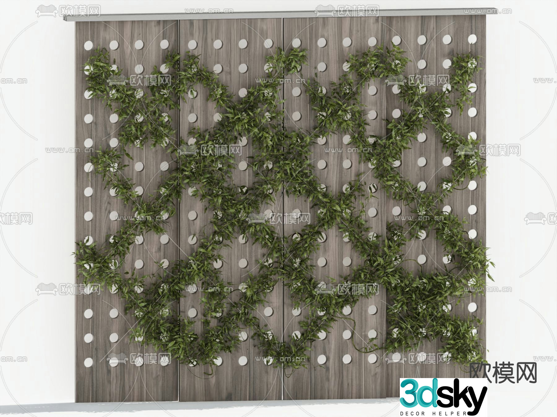 Green plant wall vine man wall 3d model